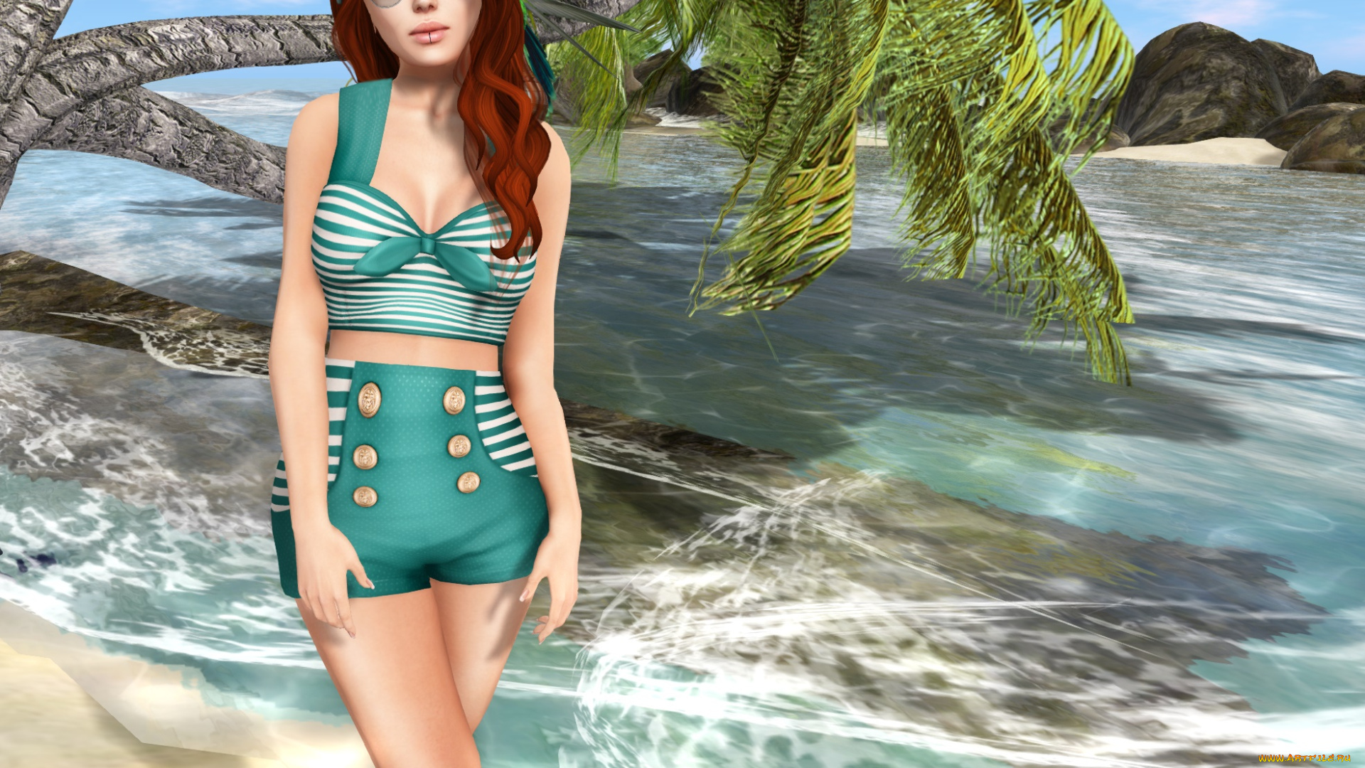 3д, графика, люди, , people, фон, рыжая, взгляд, девушка