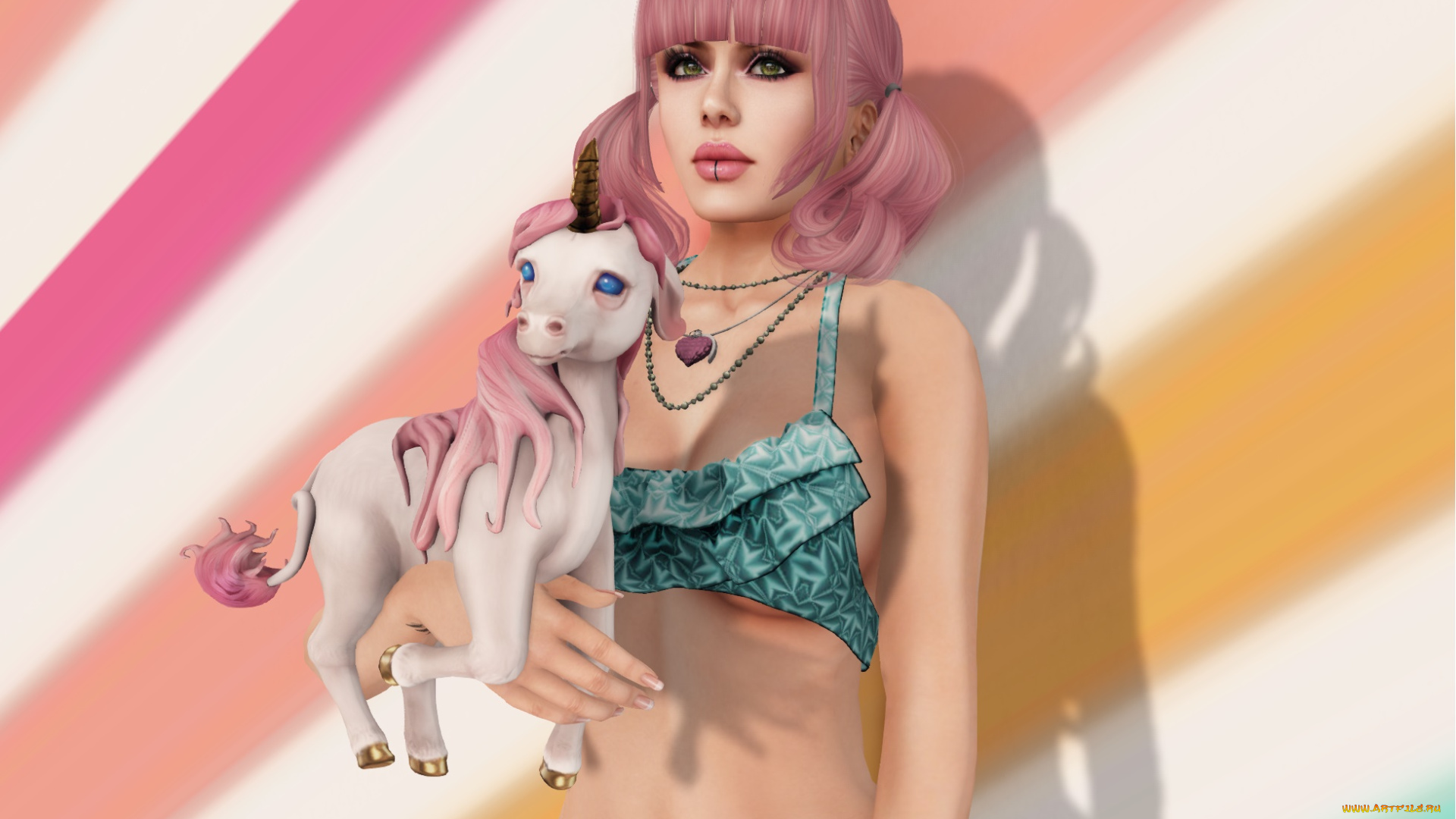 3д, графика, люди, , people, рыжая, фон, взгляд, девушка