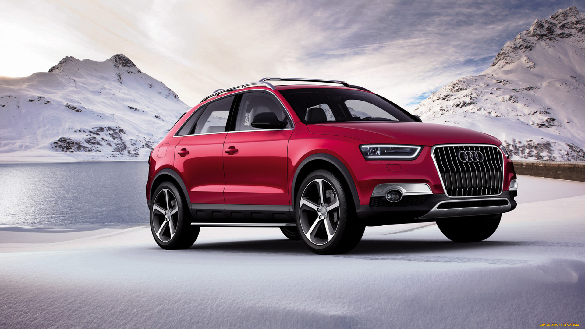 audi, q3, concept, 2012, автомобили, audi, снег, 2012, q3, concept, трасса, красная