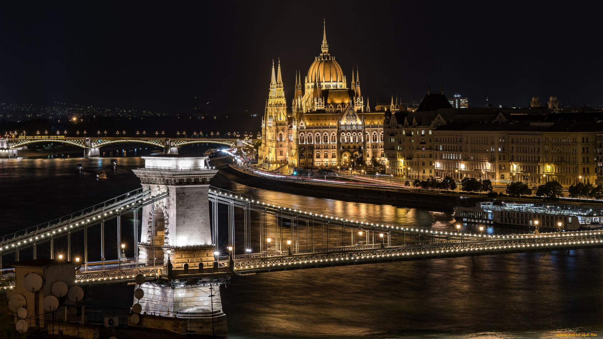 majestic, budapest, города, будапешт, , венгрия, ночь, река, дворец
