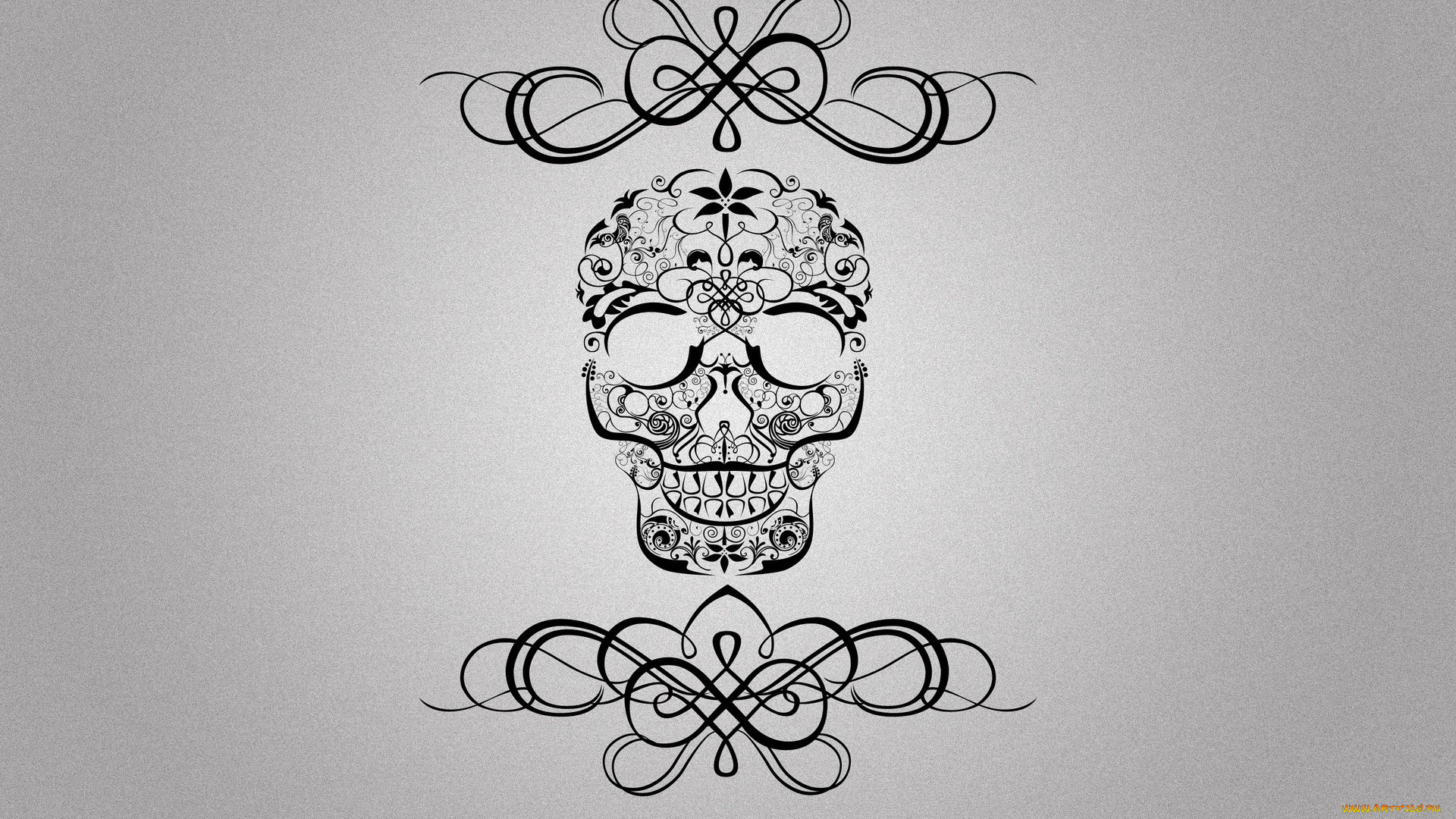 рисованное, минимализм, череп, фон