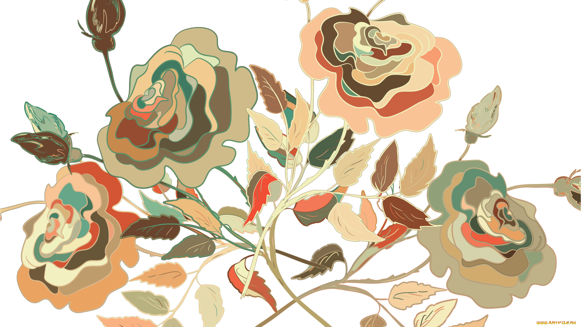 векторная, графика, цветы, , flowers, цветы, лепестки, фон