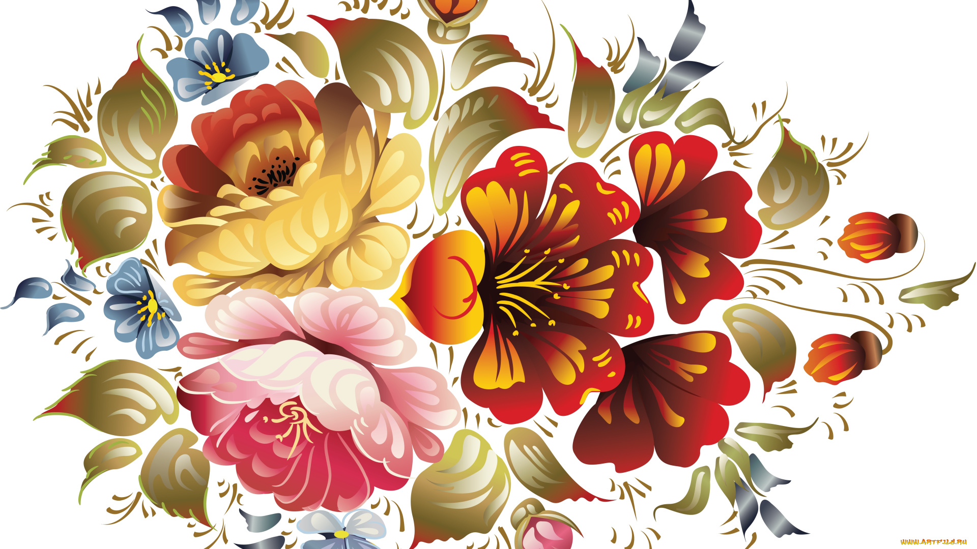 векторная, графика, цветы, , flowers, цветы, лепестки, фон