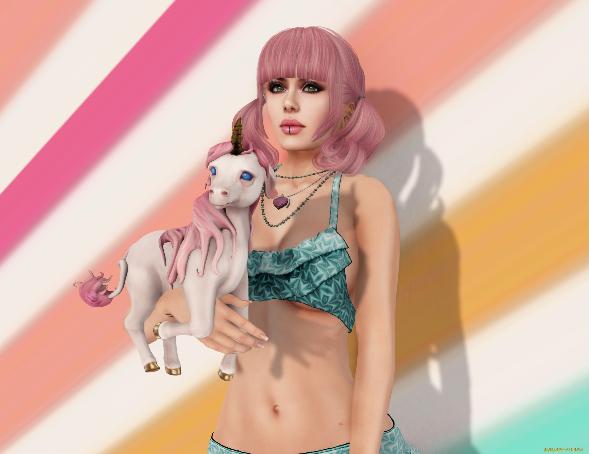 3д, графика, люди, , people, рыжая, фон, взгляд, девушка