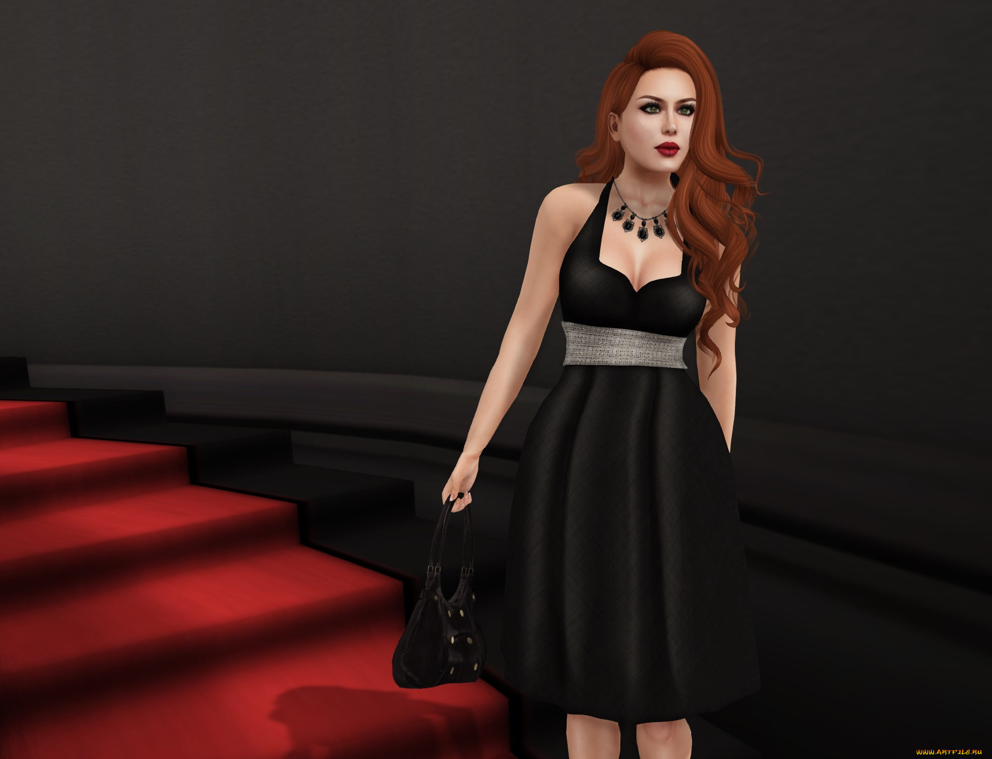 3д, графика, люди, , people, фон, девушка, взгляд, рыжая