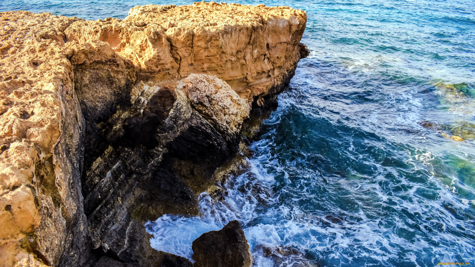 природа, побережье, скала, море, волны