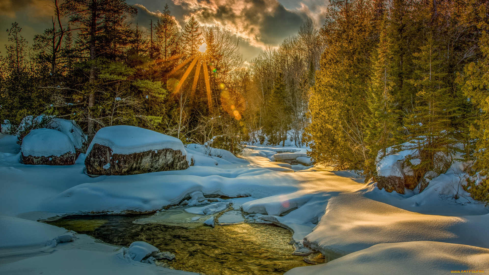 природа, зима, снег