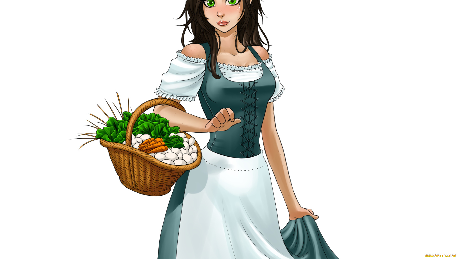 рисованное, люди, девушка, взгляд, фон