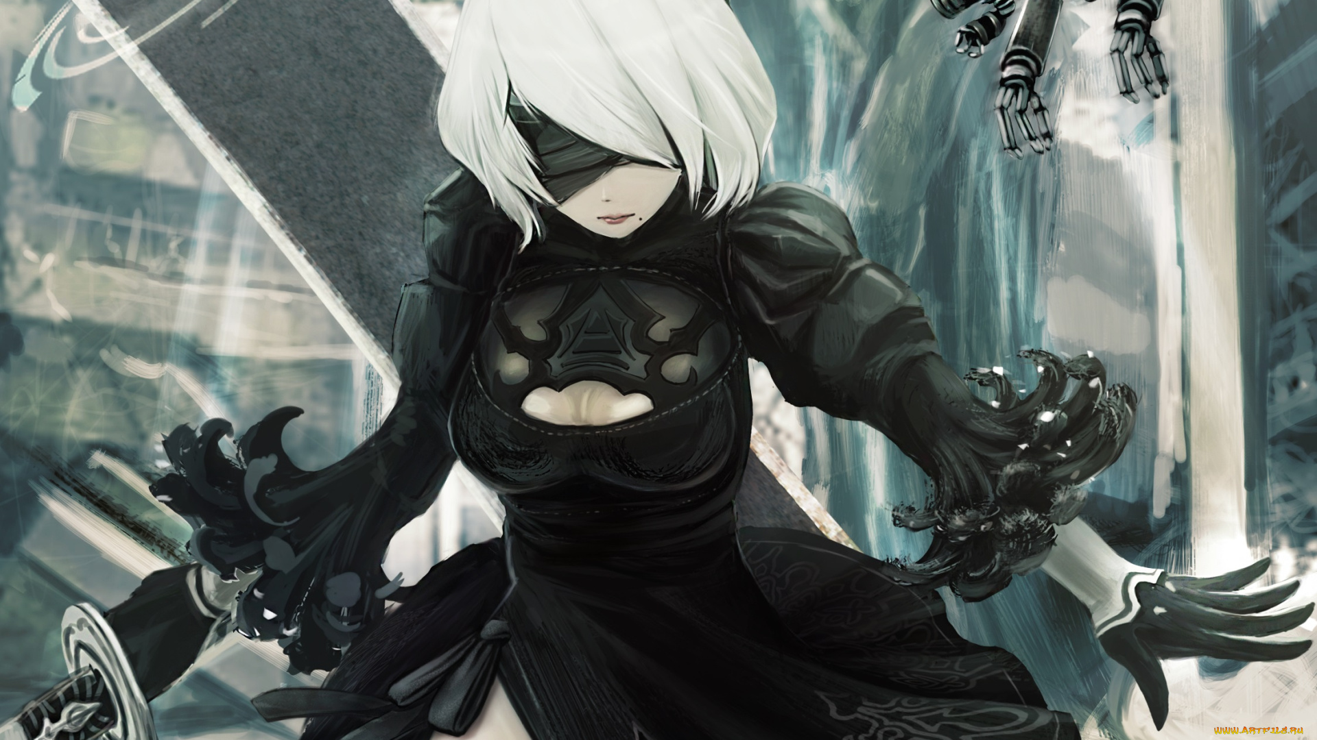 видео, игры, nier, , automata, девушка