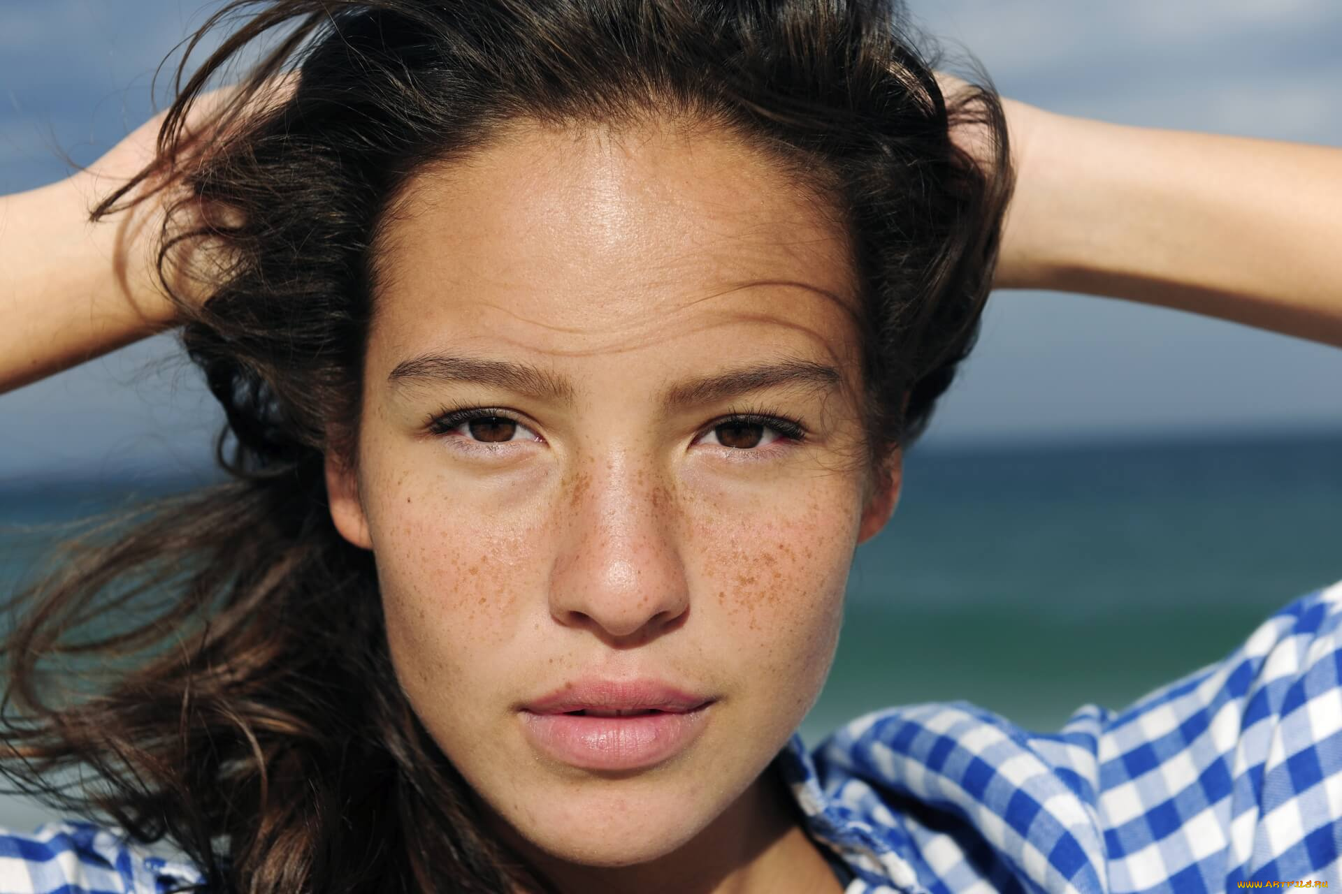 девушки, -unsort, , лица, , портреты, лицо, брюнетка, модель, конопушки, девушка, портрет