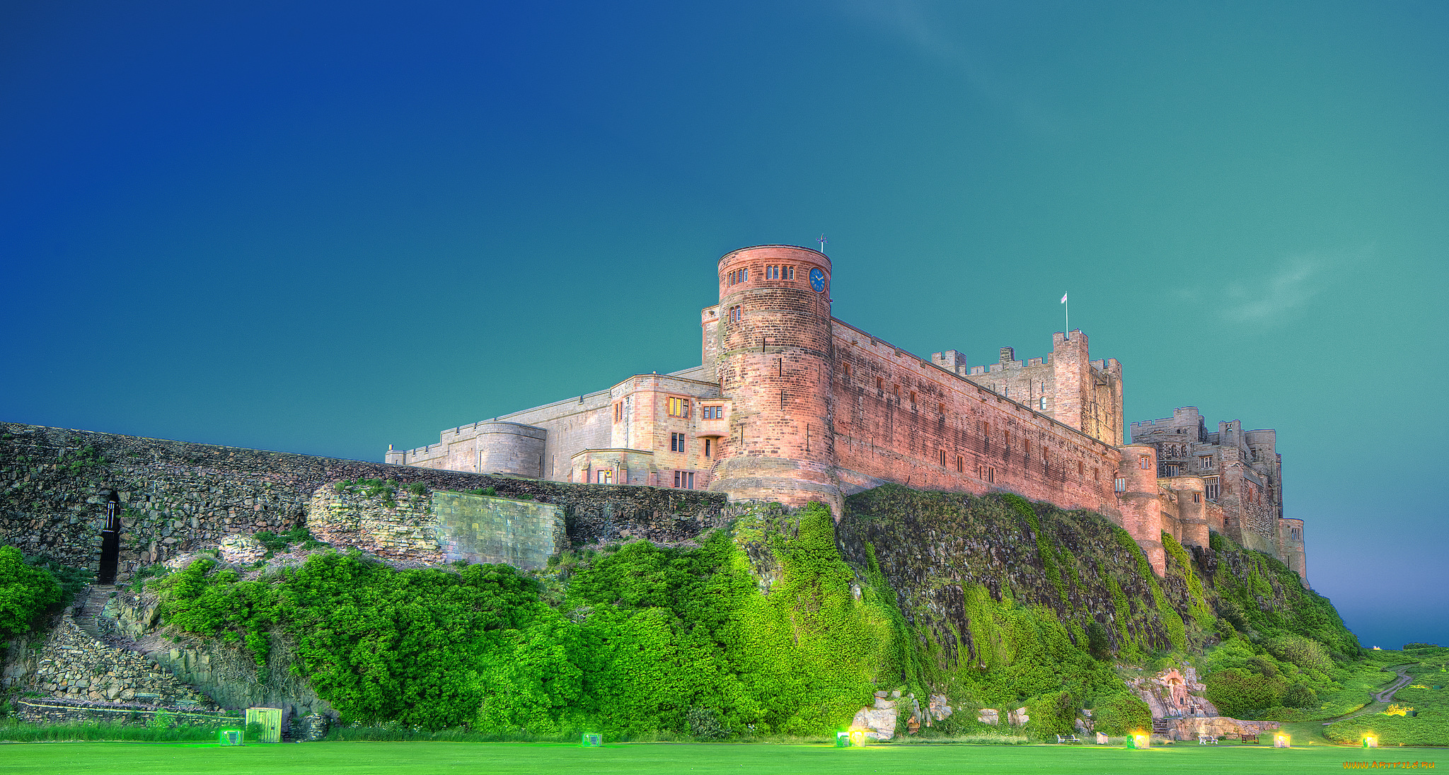 bamburgh, castle, города, замки, англии, замок, фортпост