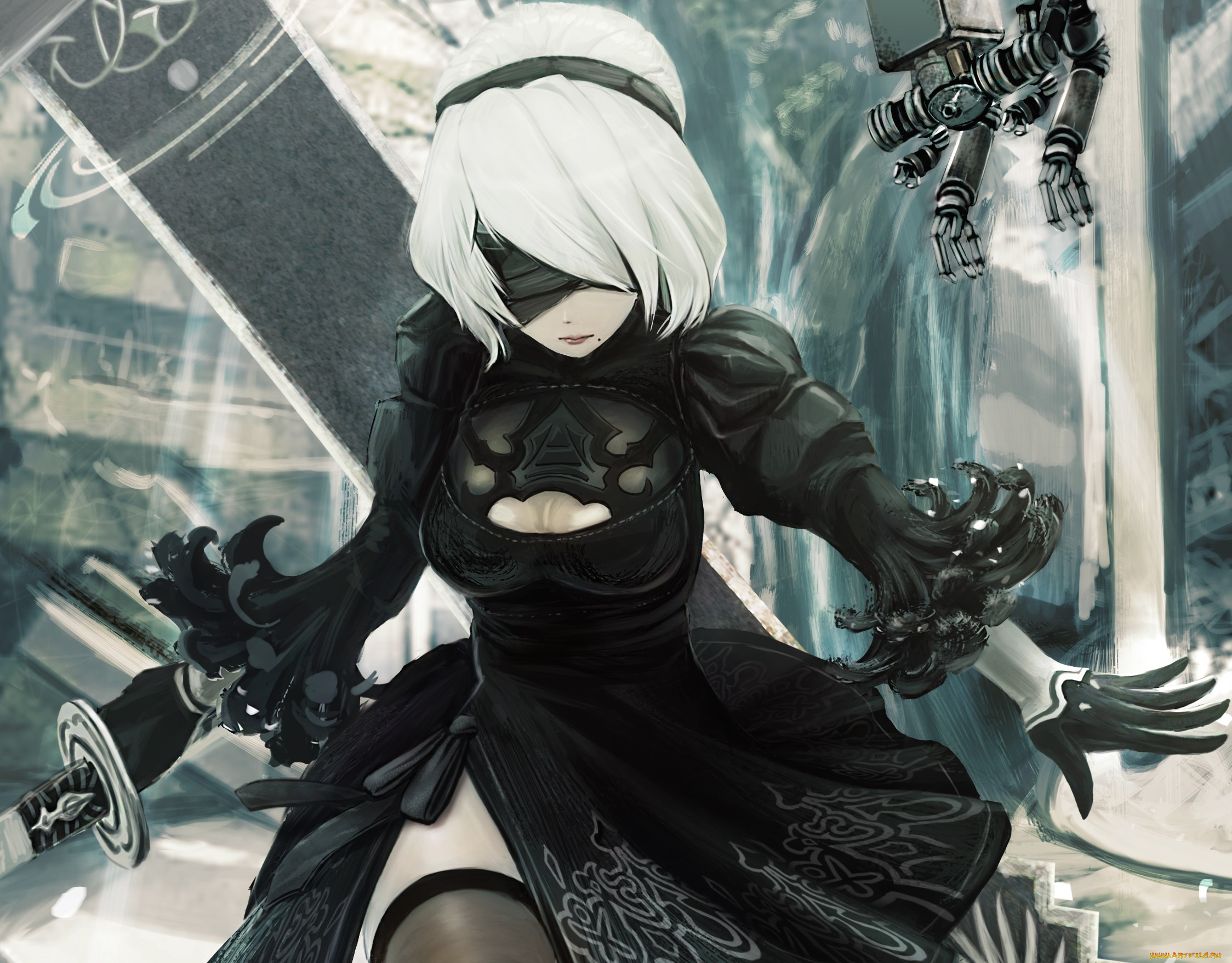 видео, игры, nier, , automata, девушка