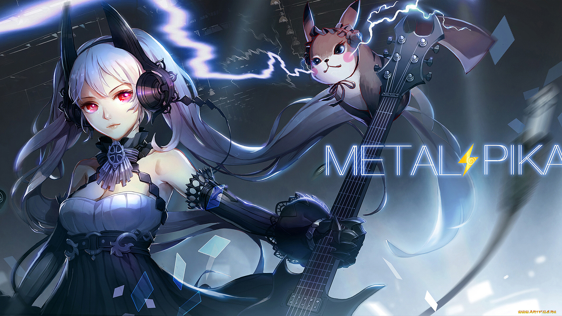 аниме, музыка, гитара, девушка