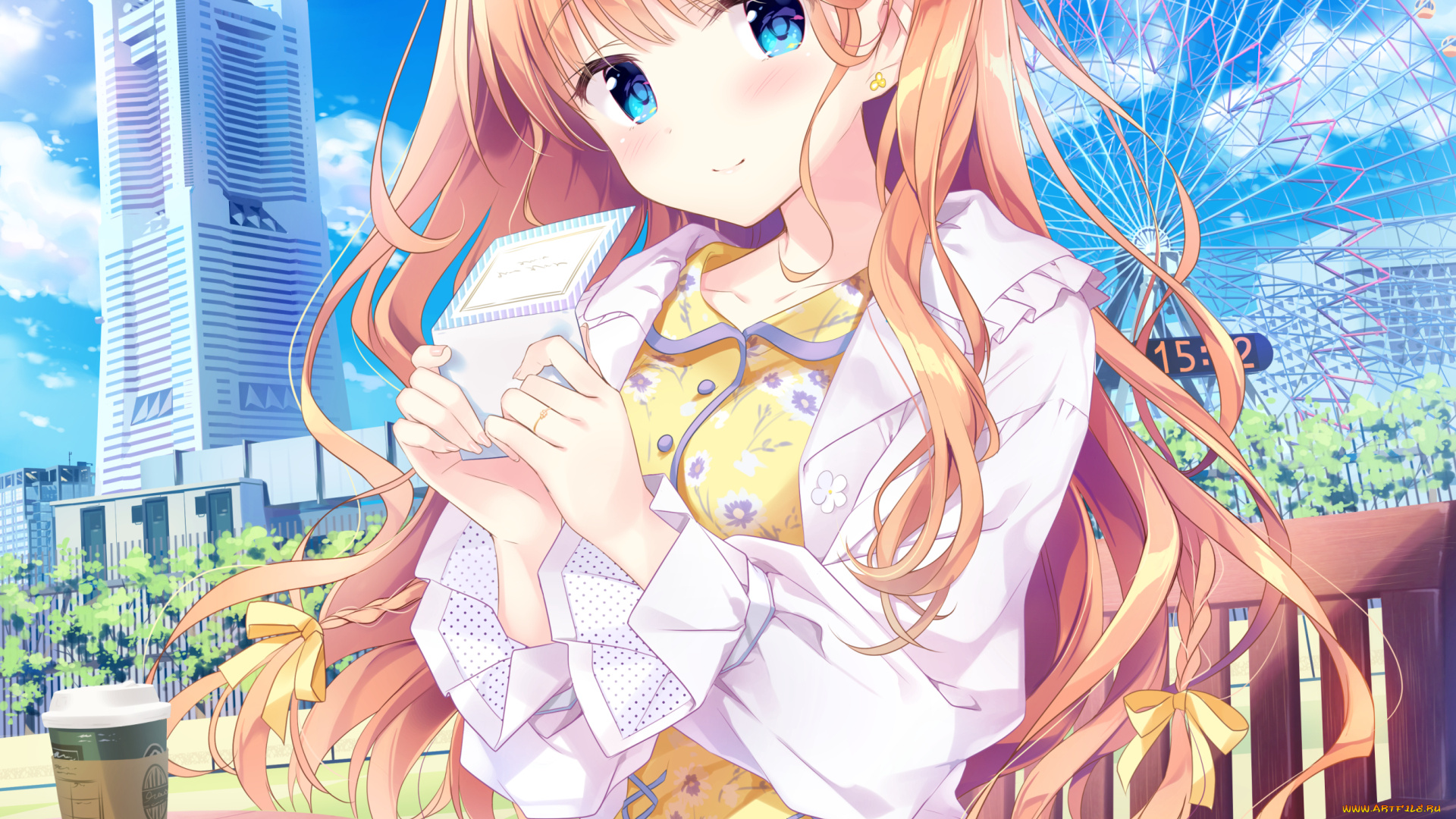 аниме, unknown, , другое, , взгляд, девушка, фон