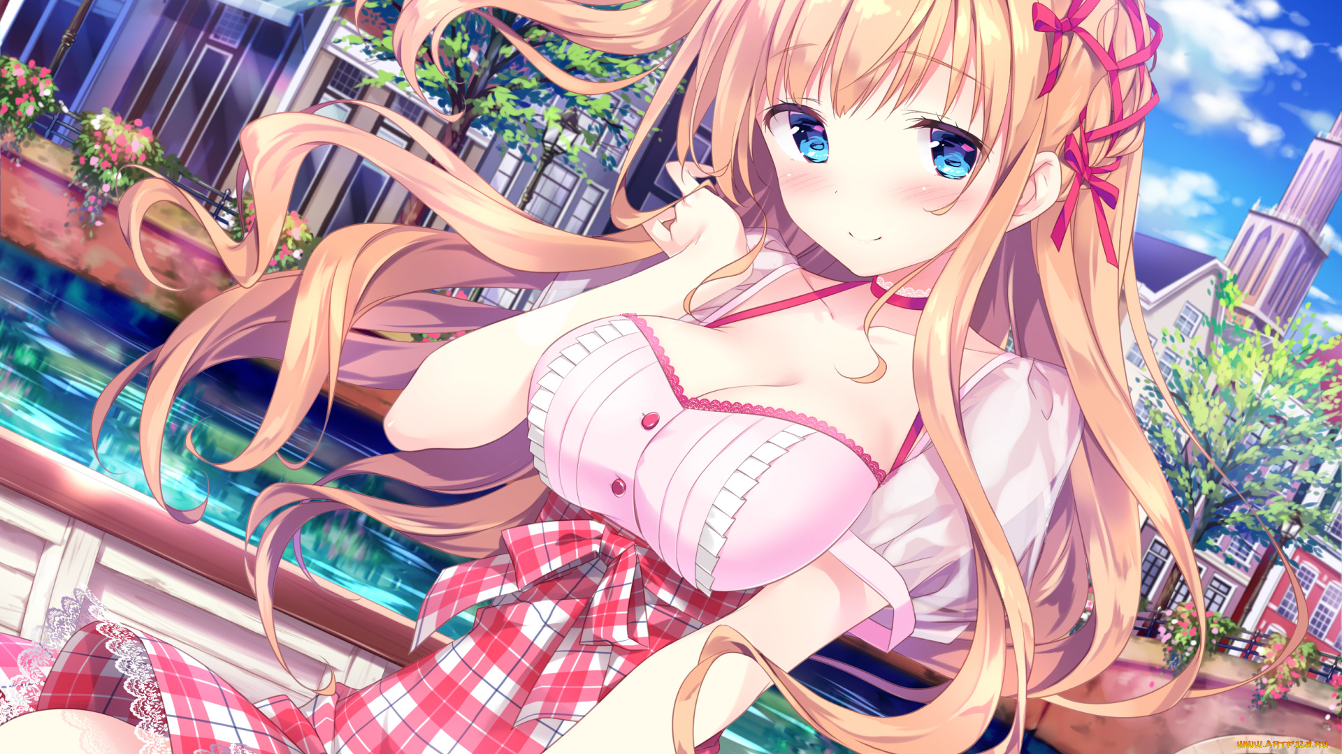 аниме, unknown, , другое, , взгляд, девушка, фон