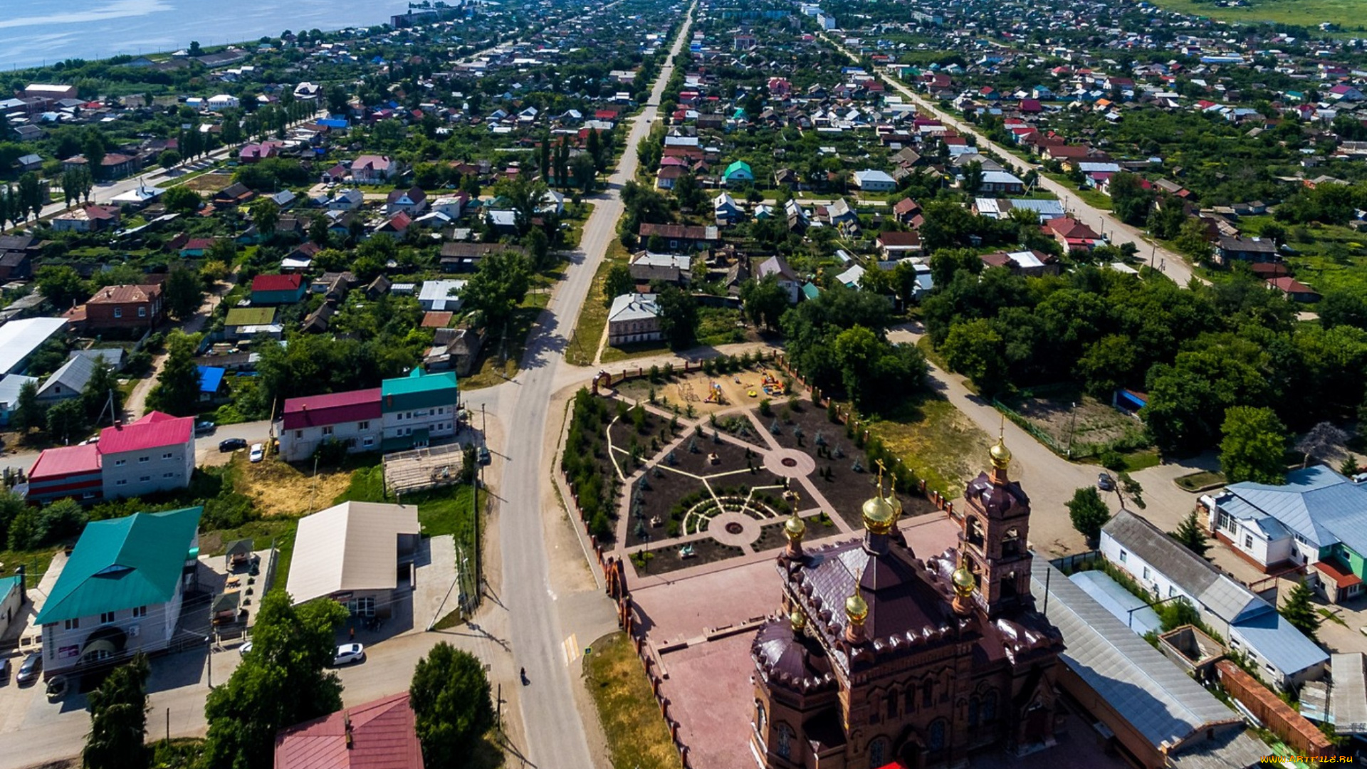 города, -, панорамы, город, здание, церковь, храм