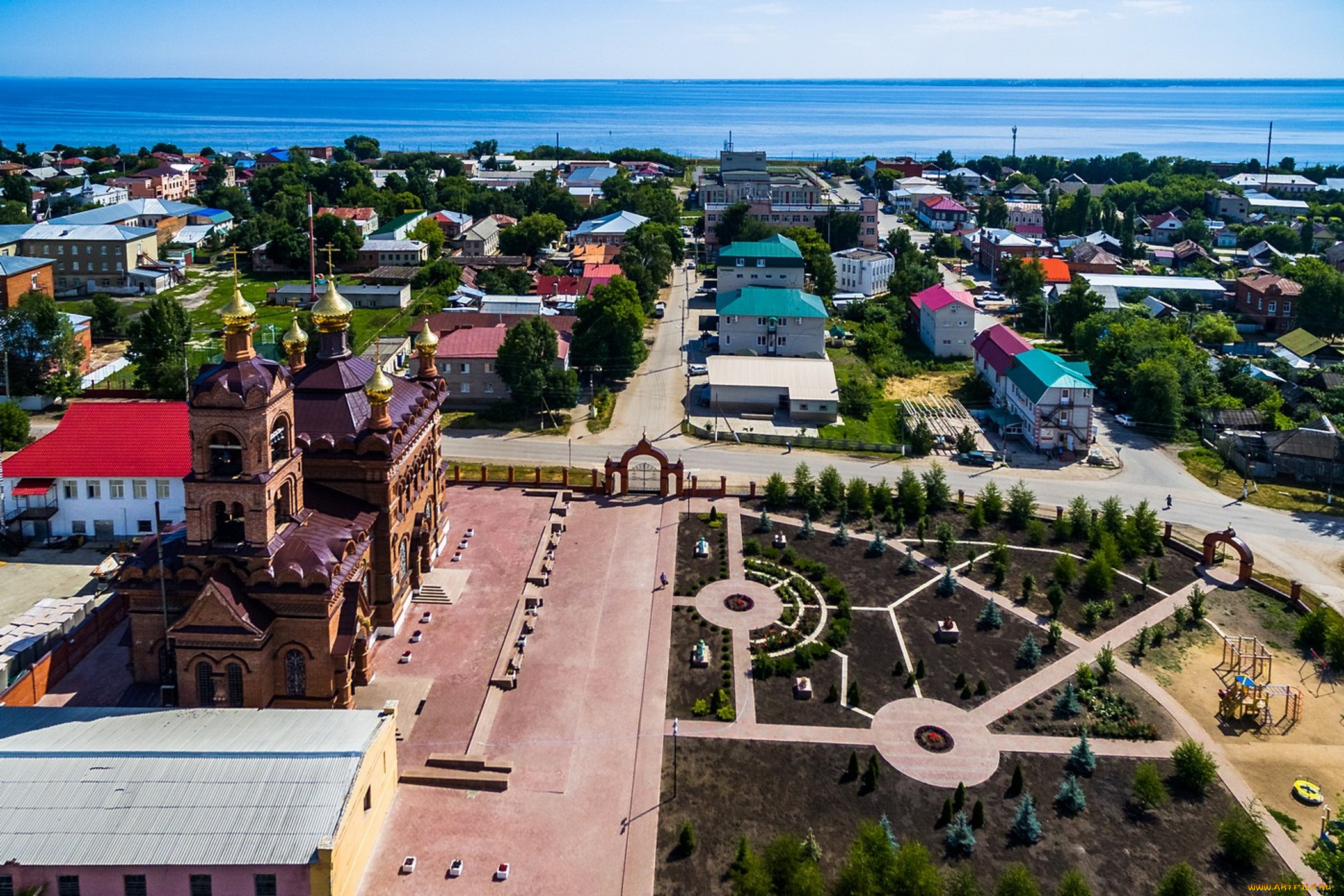 города, -, панорамы, здание, город, церковь, храм