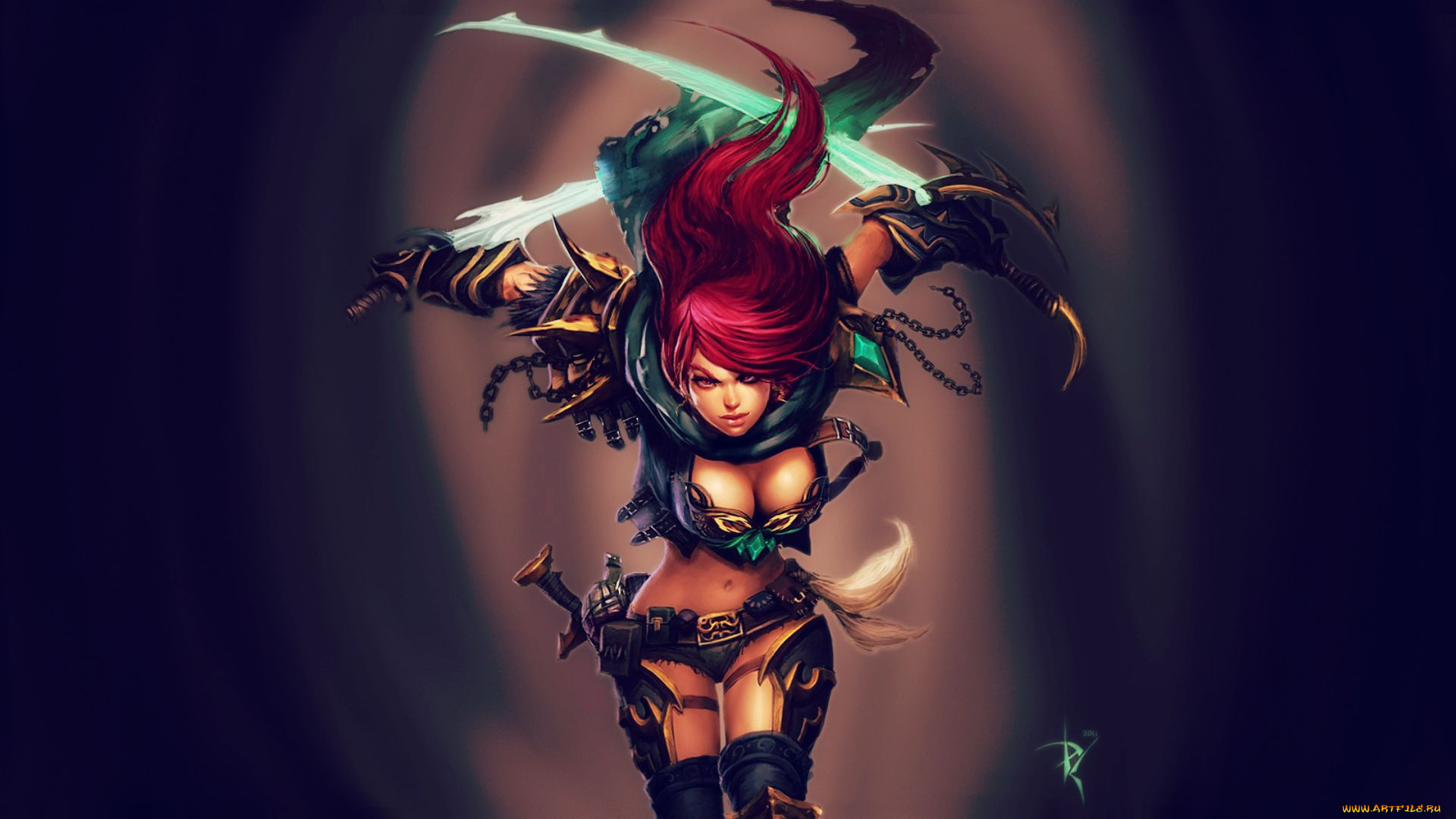 видео, игры, league, of, legends, девушка, оружие