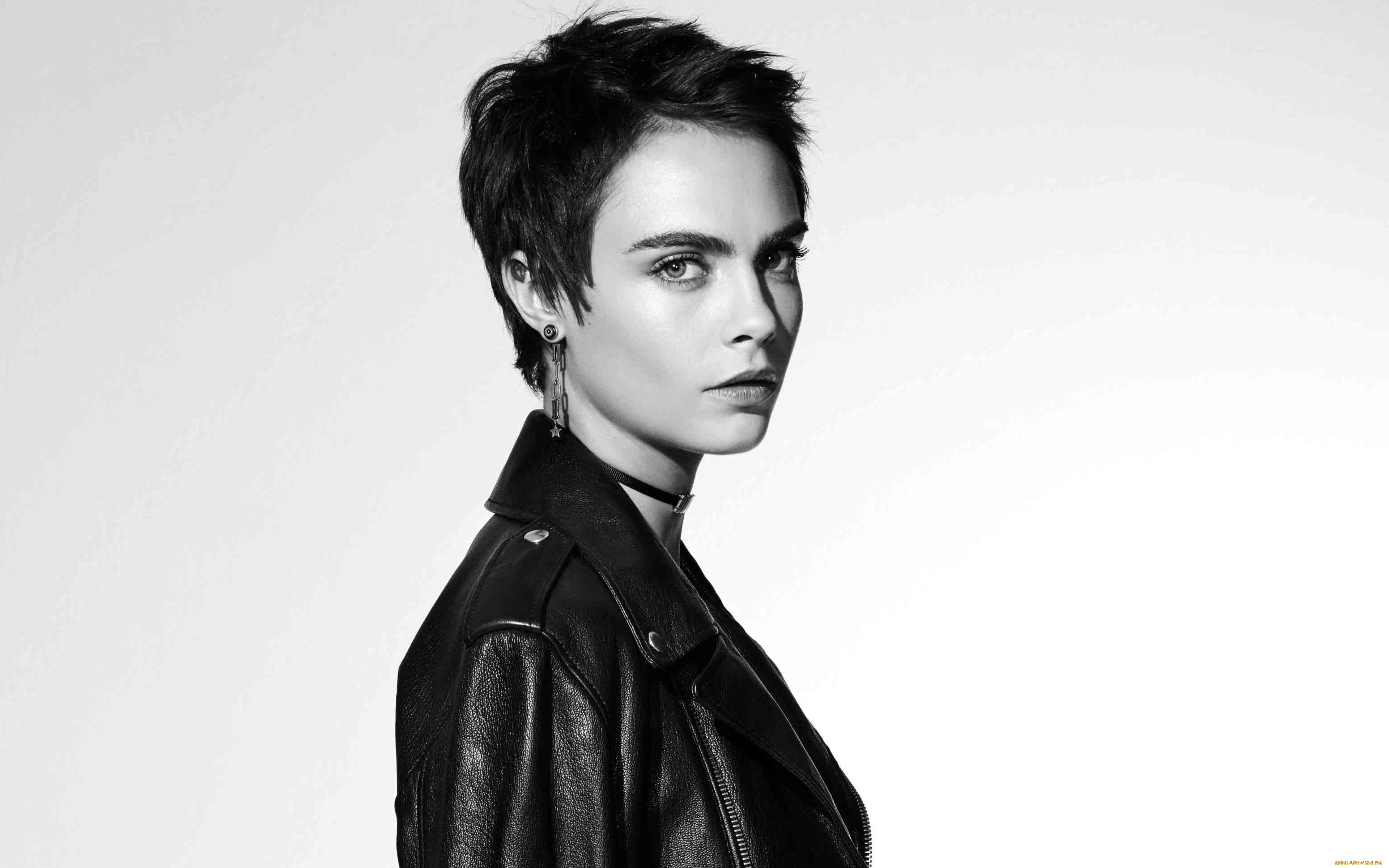 девушки, cara, delevingne, черно-белая, модель, куртка