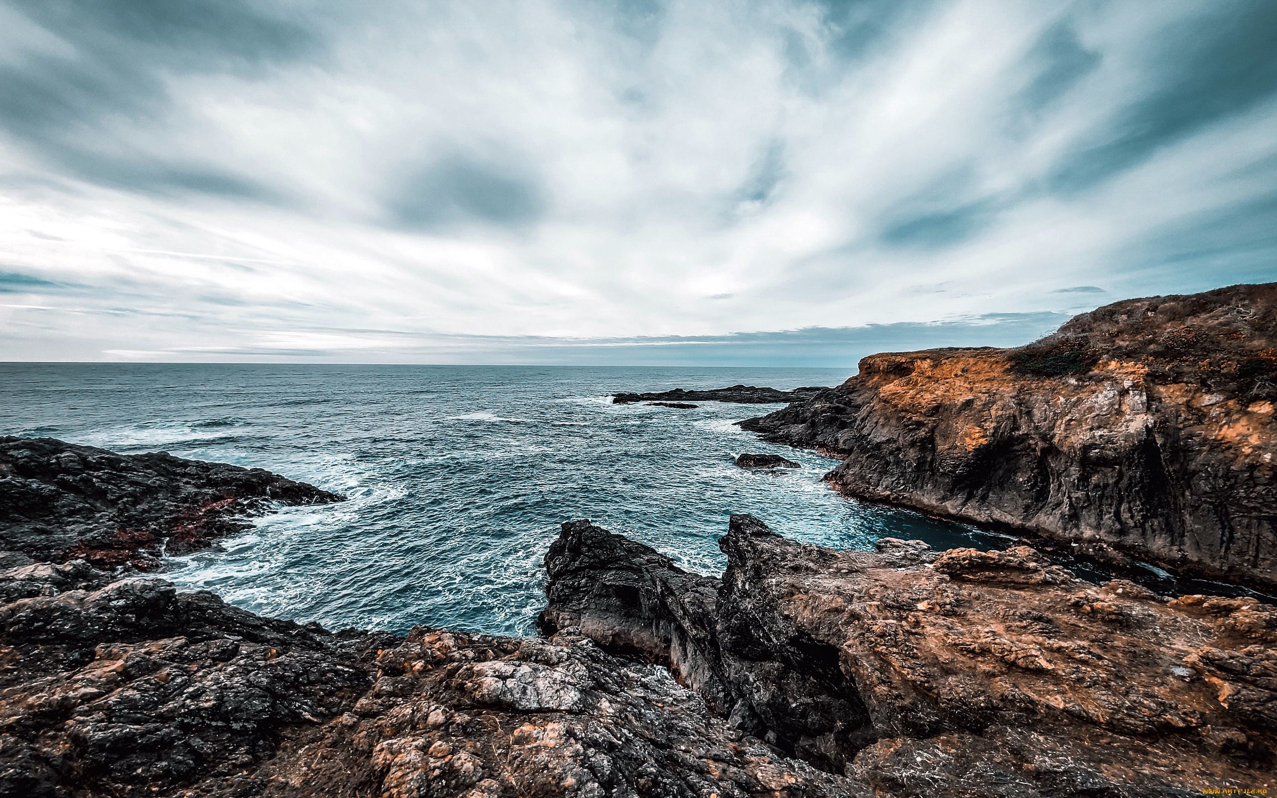 природа, побережье, скалы, море