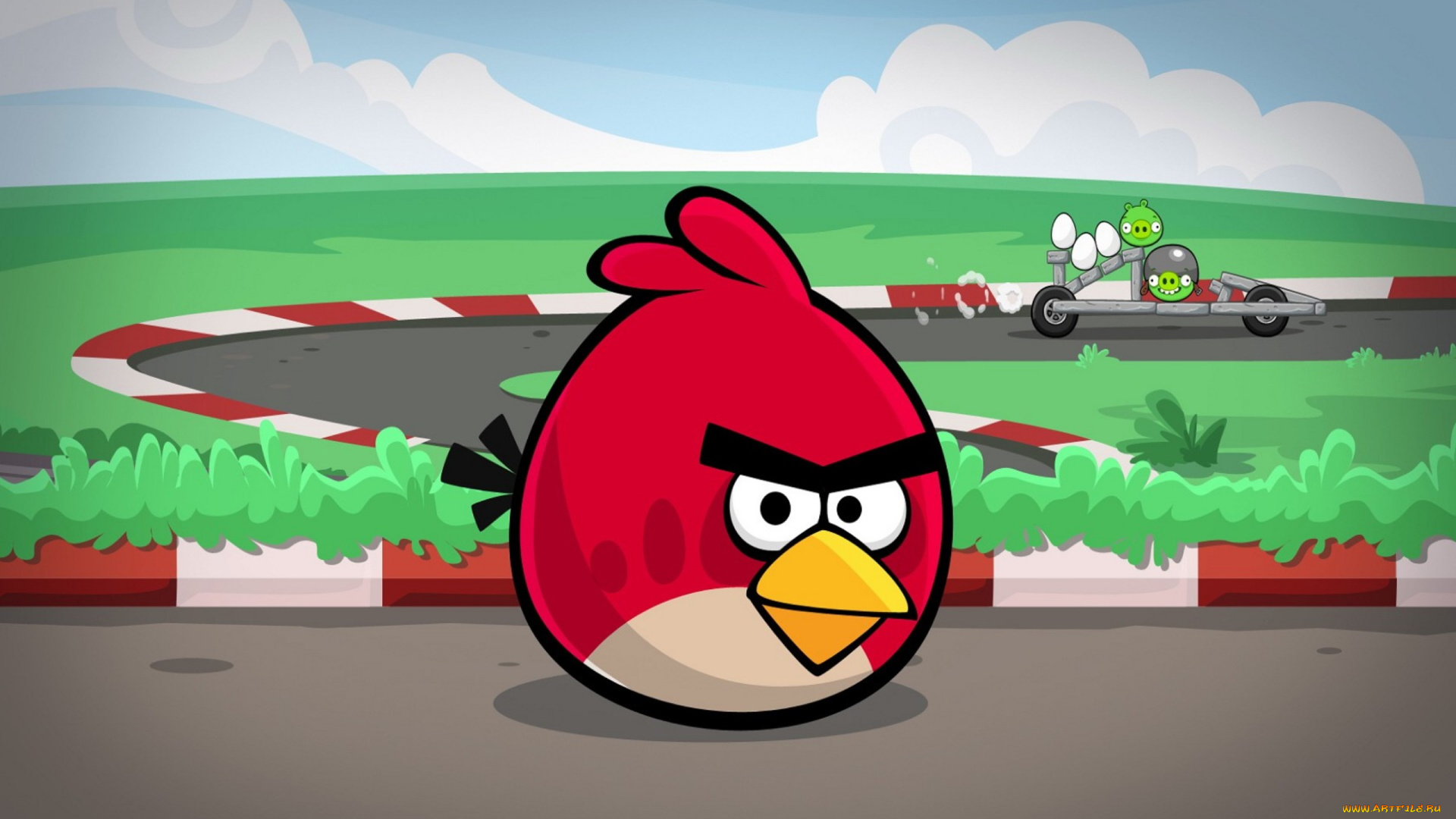 видео, игры, angry, birds, птица, дорога, свиньи, яйца