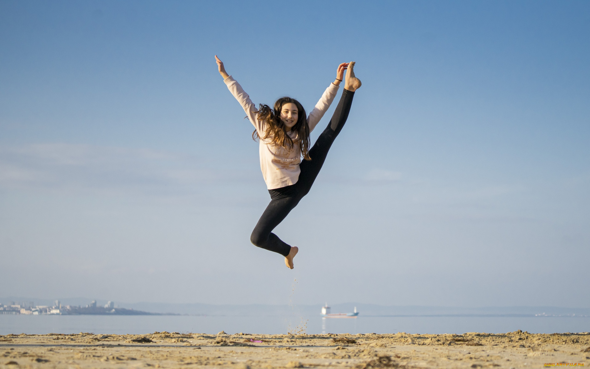 разное, дети, девочка, прыжок