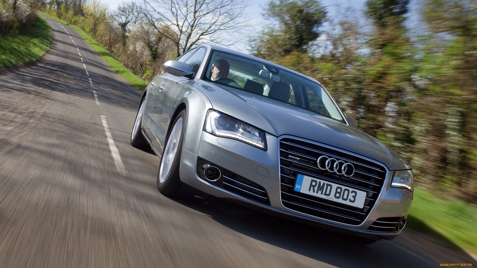 audi, a8, 4, 2, tdi, quattro, автомобили, audi, серебристый, скорость, дорога