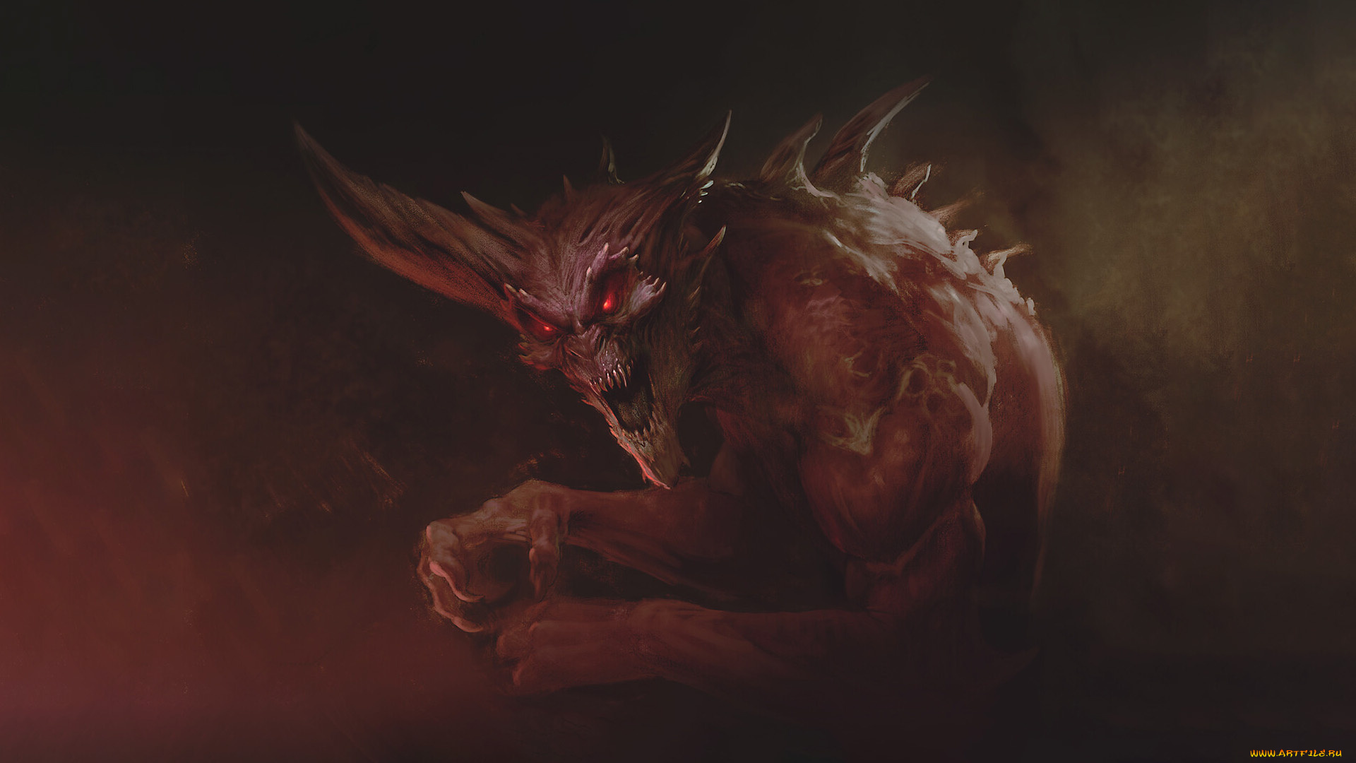 фэнтези, демоны, демон, с, клыками