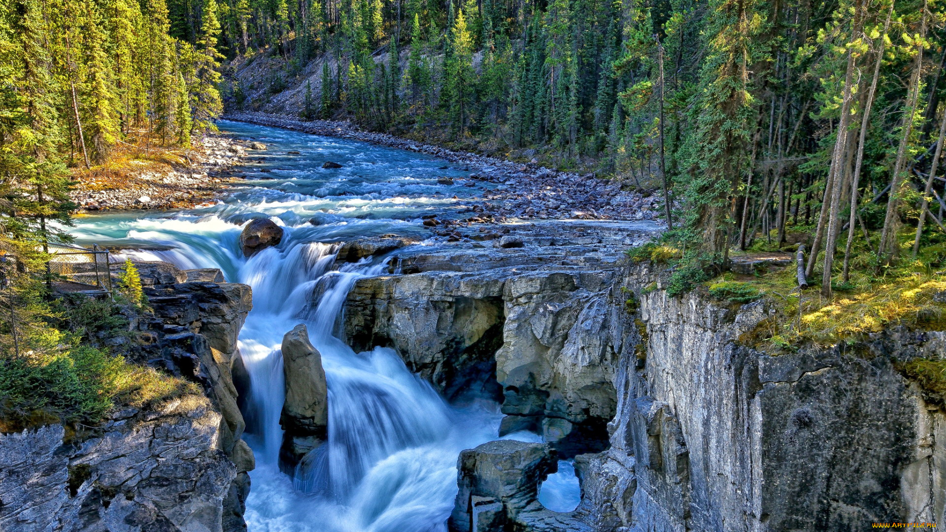 sunwapta, falls, jasper, np, alberta, природа, водопады, sunwapta, falls, jasper, np