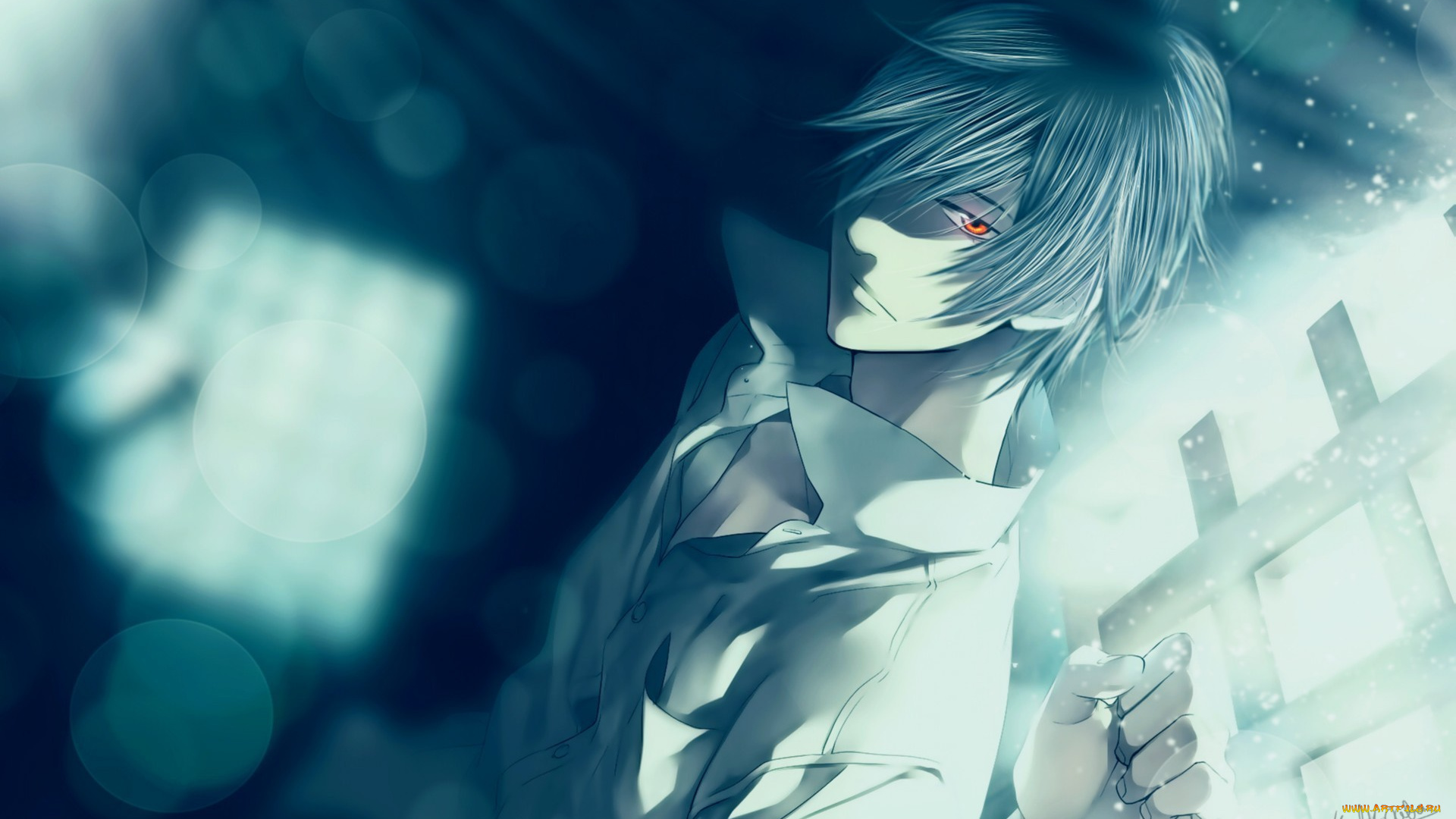 аниме, psychic, detective, yakumo, shinrei, tantei, yakumo, katkooota, решетка, парень, арт, saitou, боке