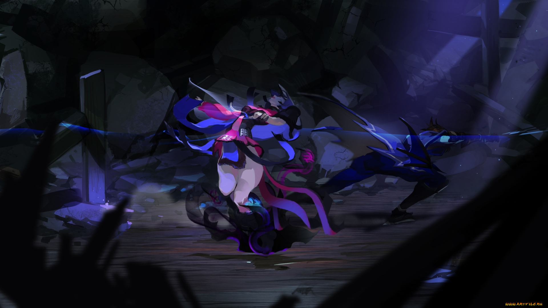 аниме, sengoku, basara, эпоха, смут, coffeefox33, арт, оружие, ленты, руины, меч, битва, парень, девушка, oichi, date, masamune, sengoku, basara