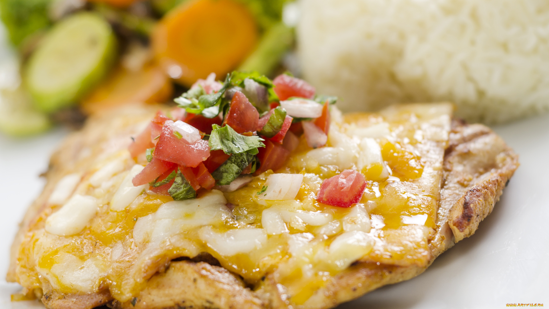 еда, мясные, блюда, помидоры, биток, сыр, курица