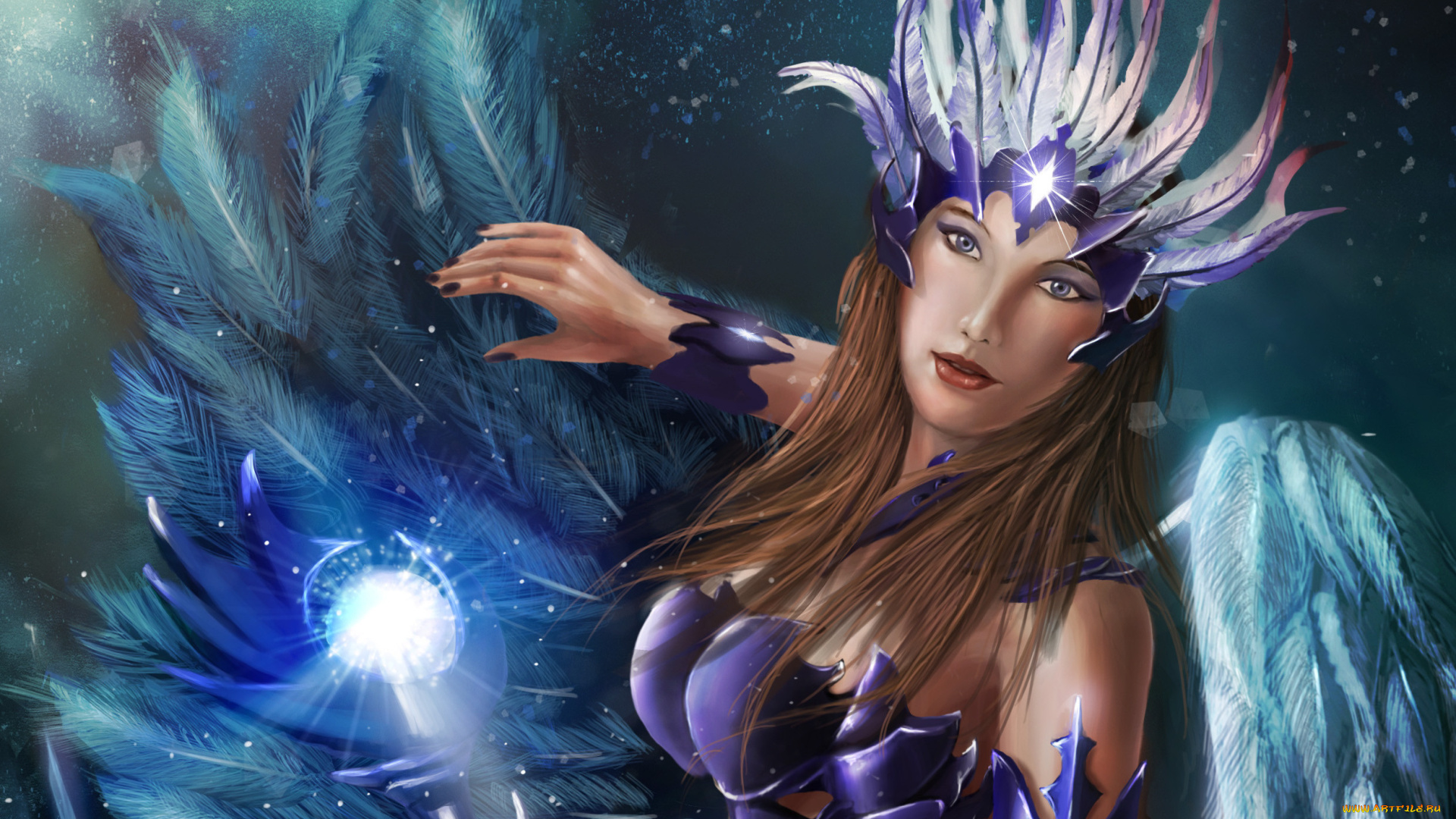 фэнтези, маги, , волшебники, перья, магия, волшебница, девушка, посох