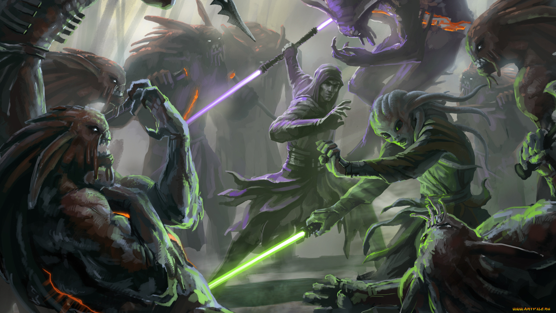 фэнтези, _star, wars, wars, star, джедай, сражение, существа