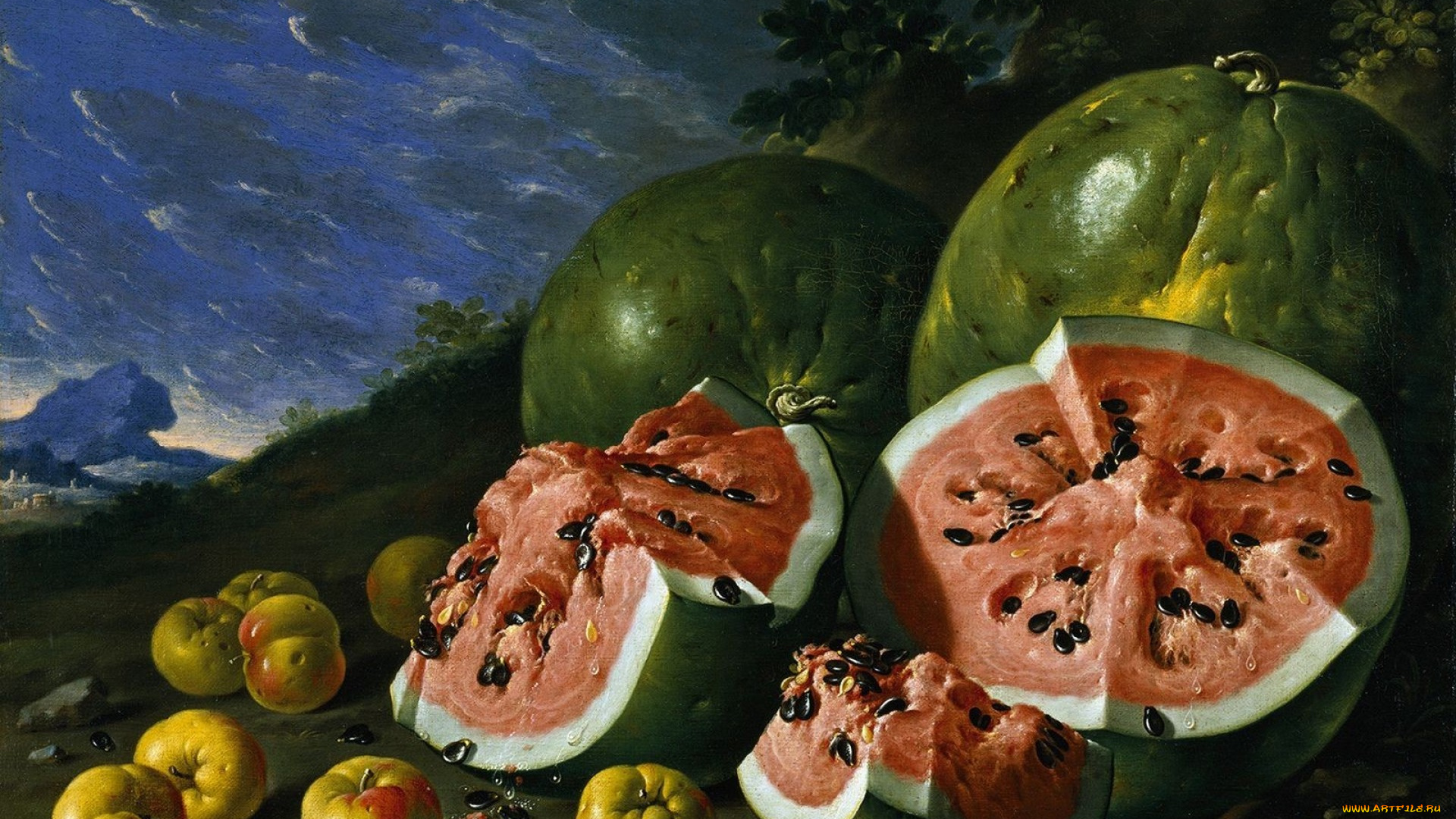 рисованные, еда, арбуз