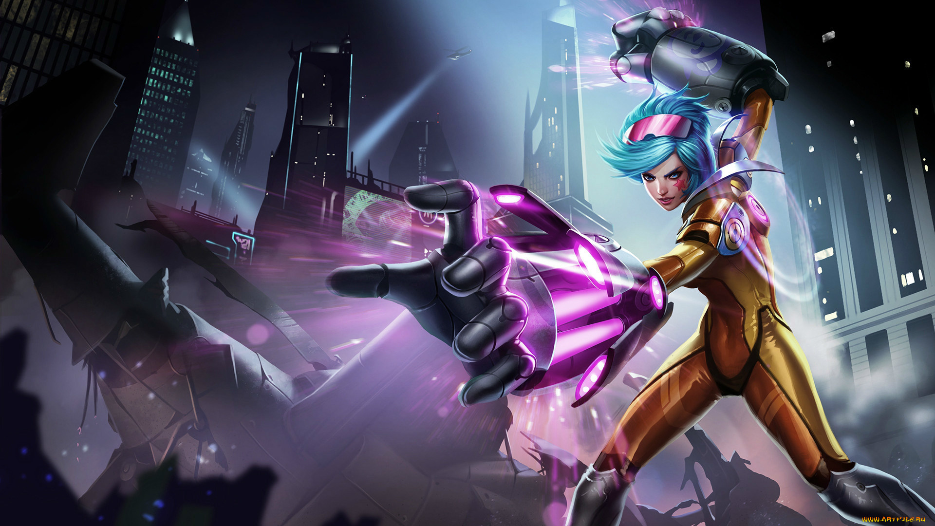 видео, игры, league, of, legends, разрушение, neon, league, of, legends, город