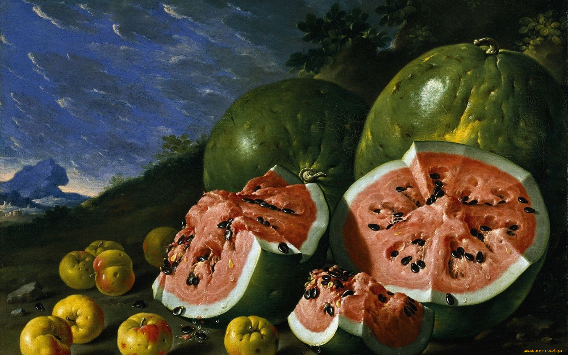 рисованные, еда, арбуз