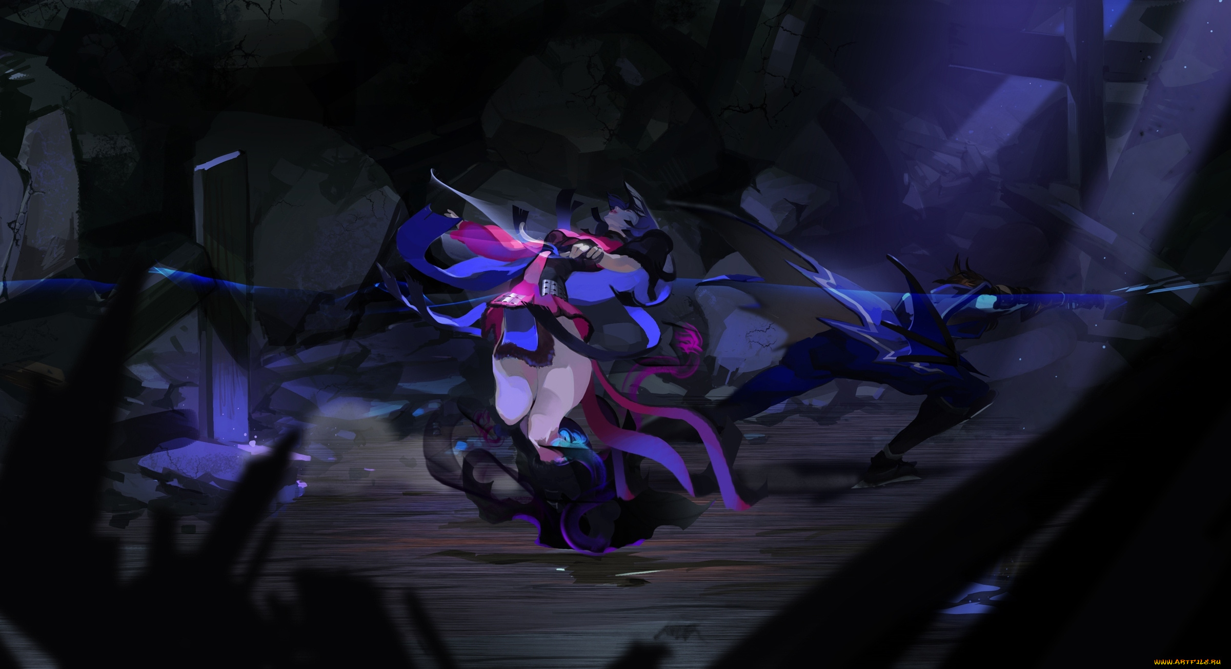 аниме, sengoku, basara, эпоха, смут, coffeefox33, арт, оружие, ленты, руины, меч, битва, парень, девушка, oichi, date, masamune, sengoku, basara