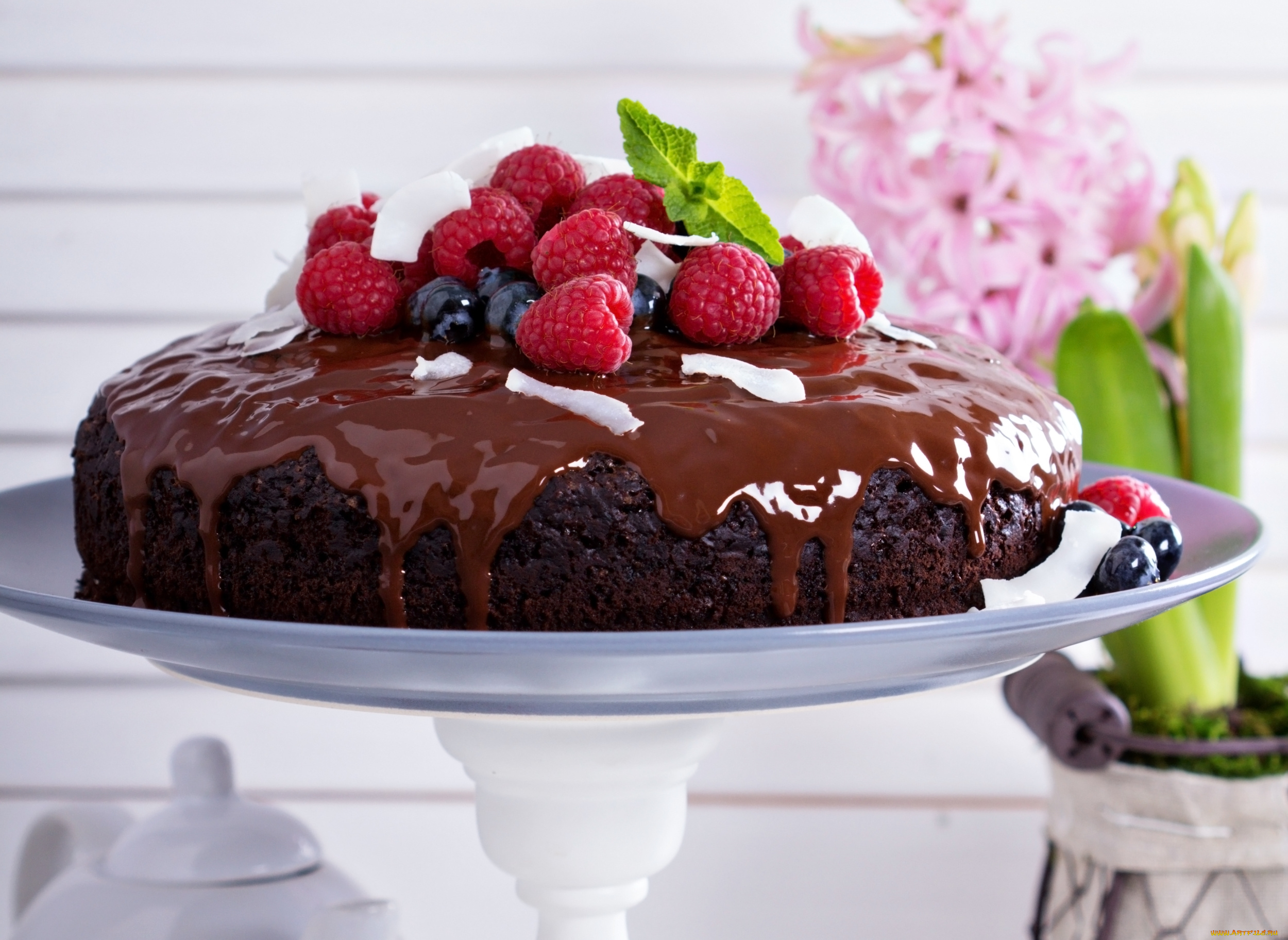 еда, торты, шоколад, ягоды