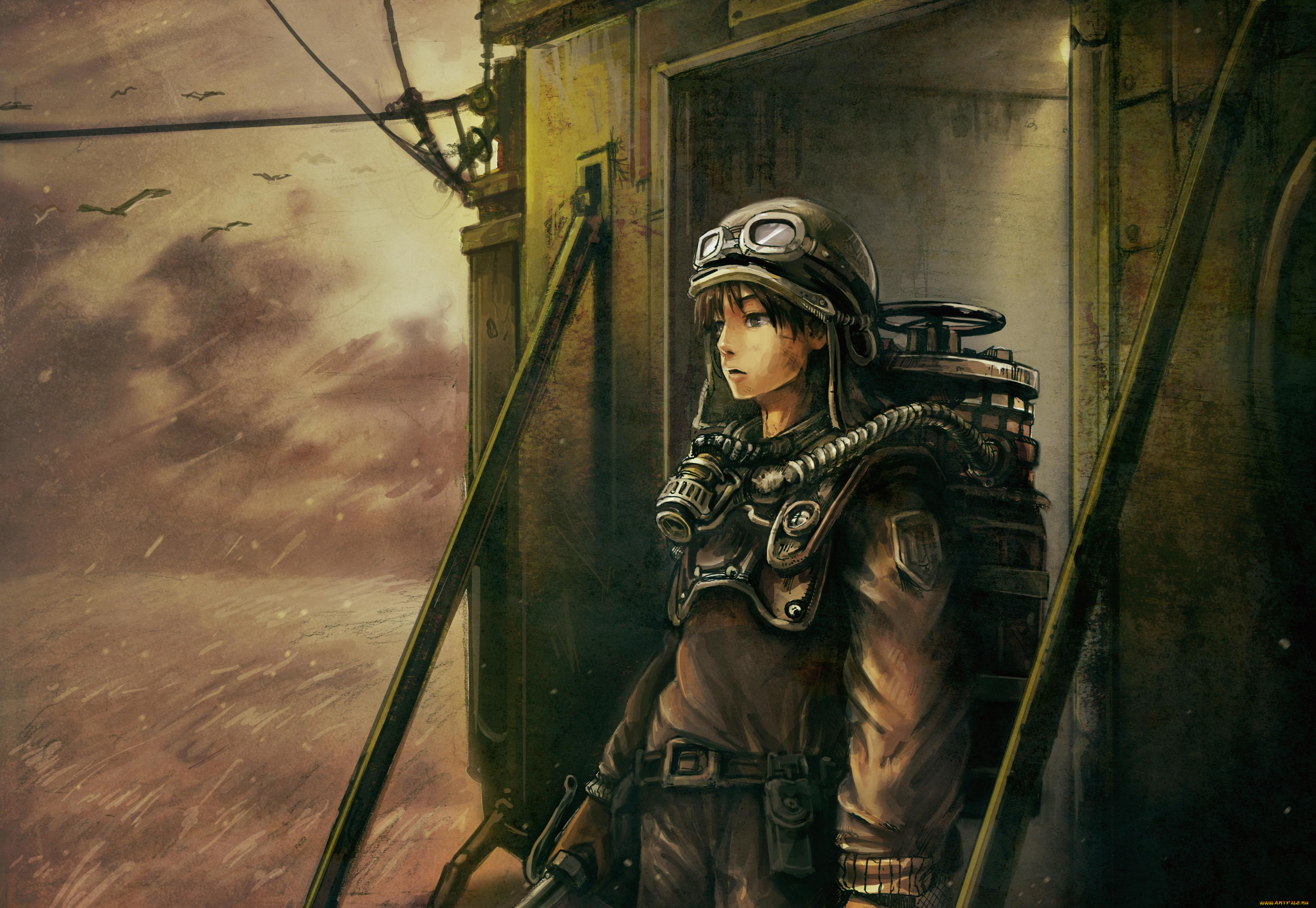 аниме, -weapon, , blood, &, technology, арт, toi, форма, военная, каска, оборудование, парень, number8