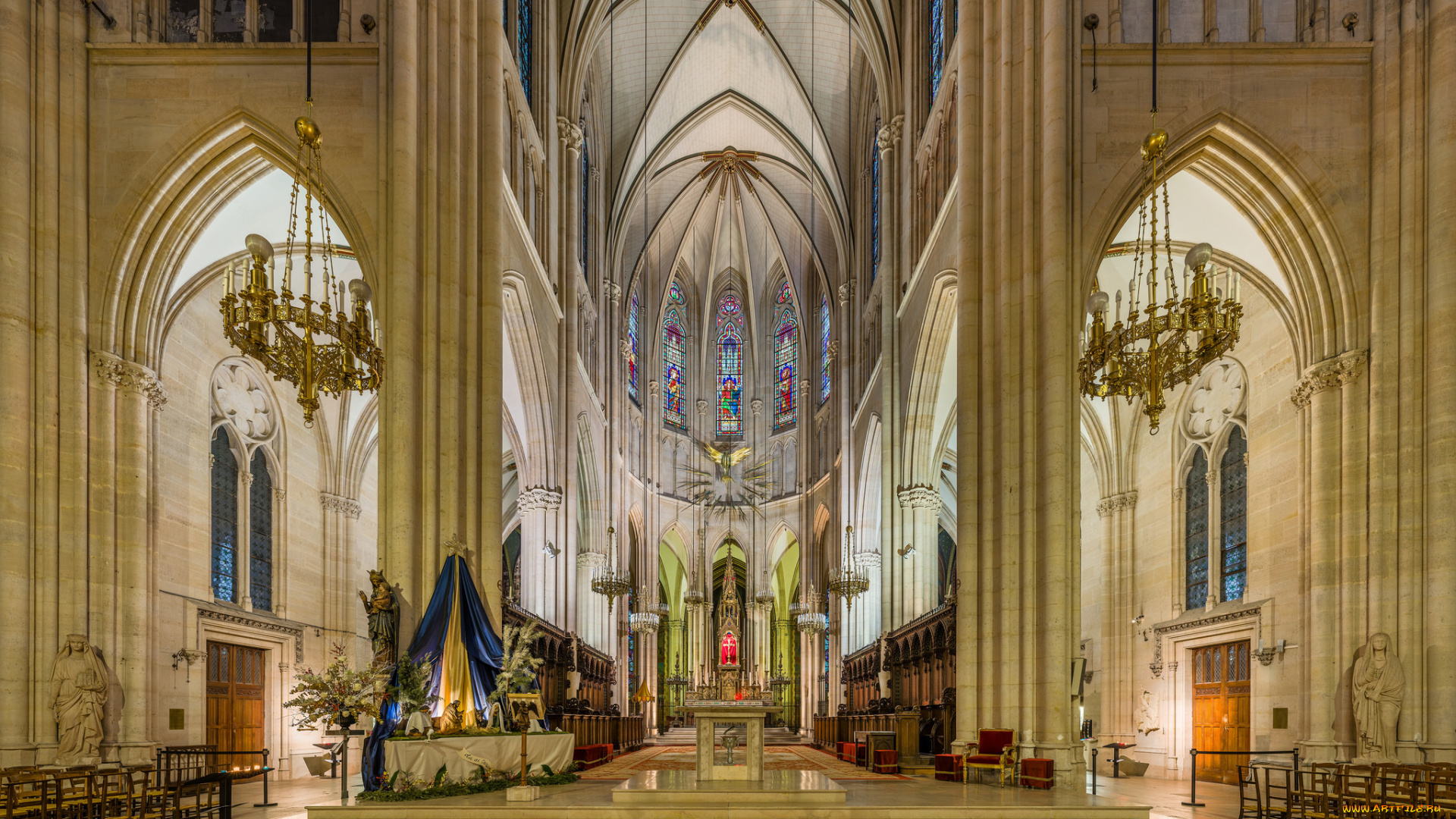 basilica, of, saint, clotilde, sanctuary, , paris, , france, интерьер, убранство, , роспись, храма, храм, католицизм