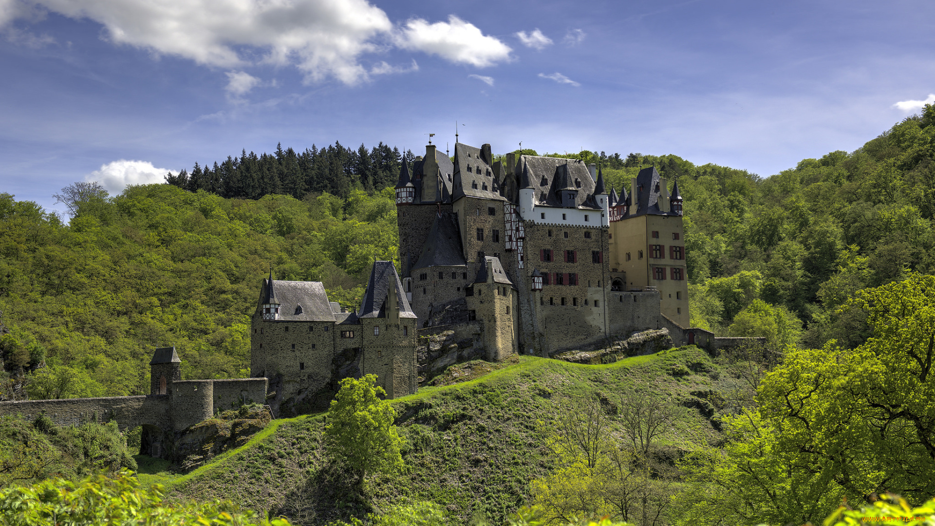 burg, eltz, , germany, города, замки, германии, замок, лес, горы