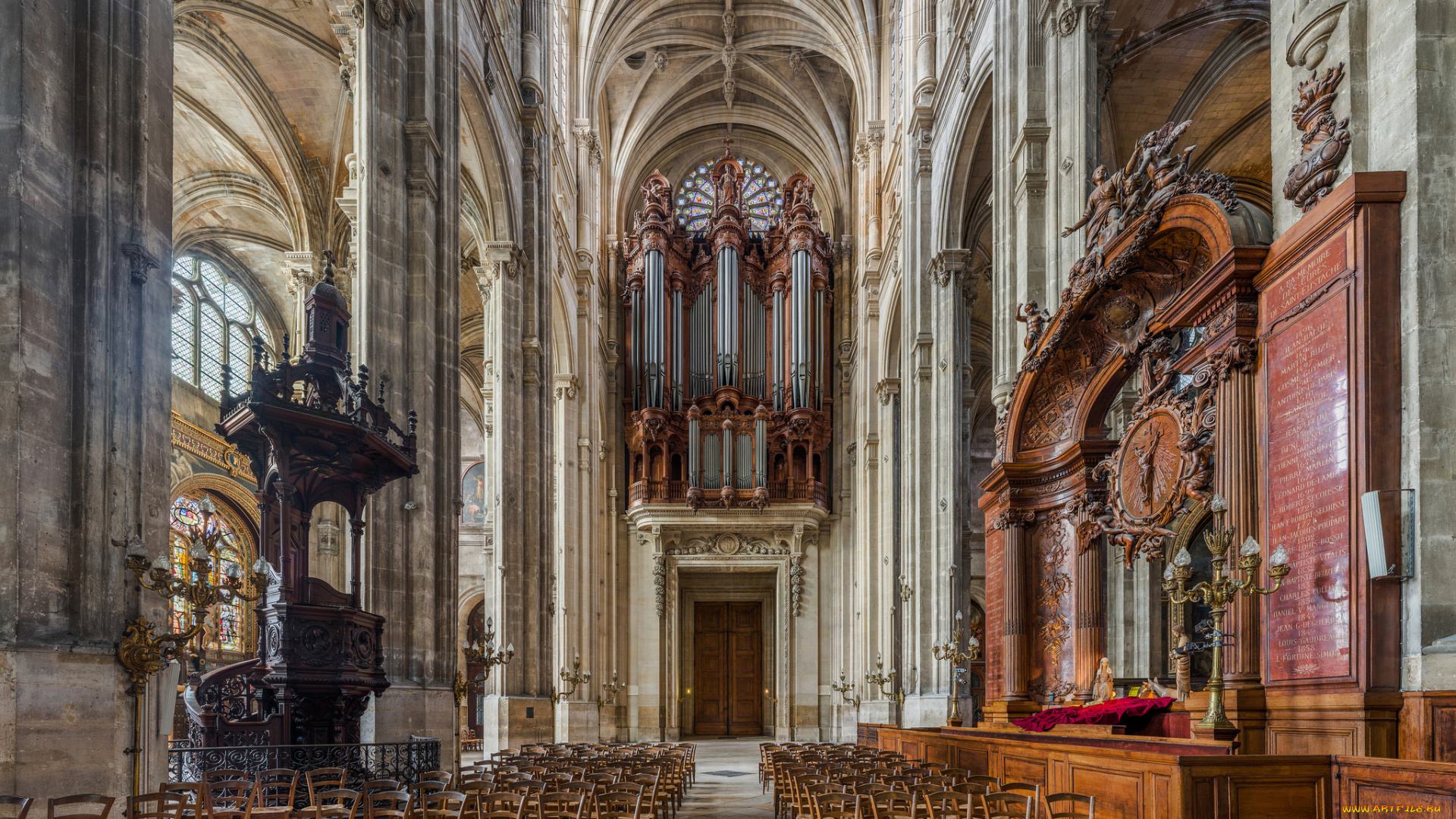 church, of, saint, eustache, , paris, , france, интерьер, убранство, , роспись, храма, храм, католицизм