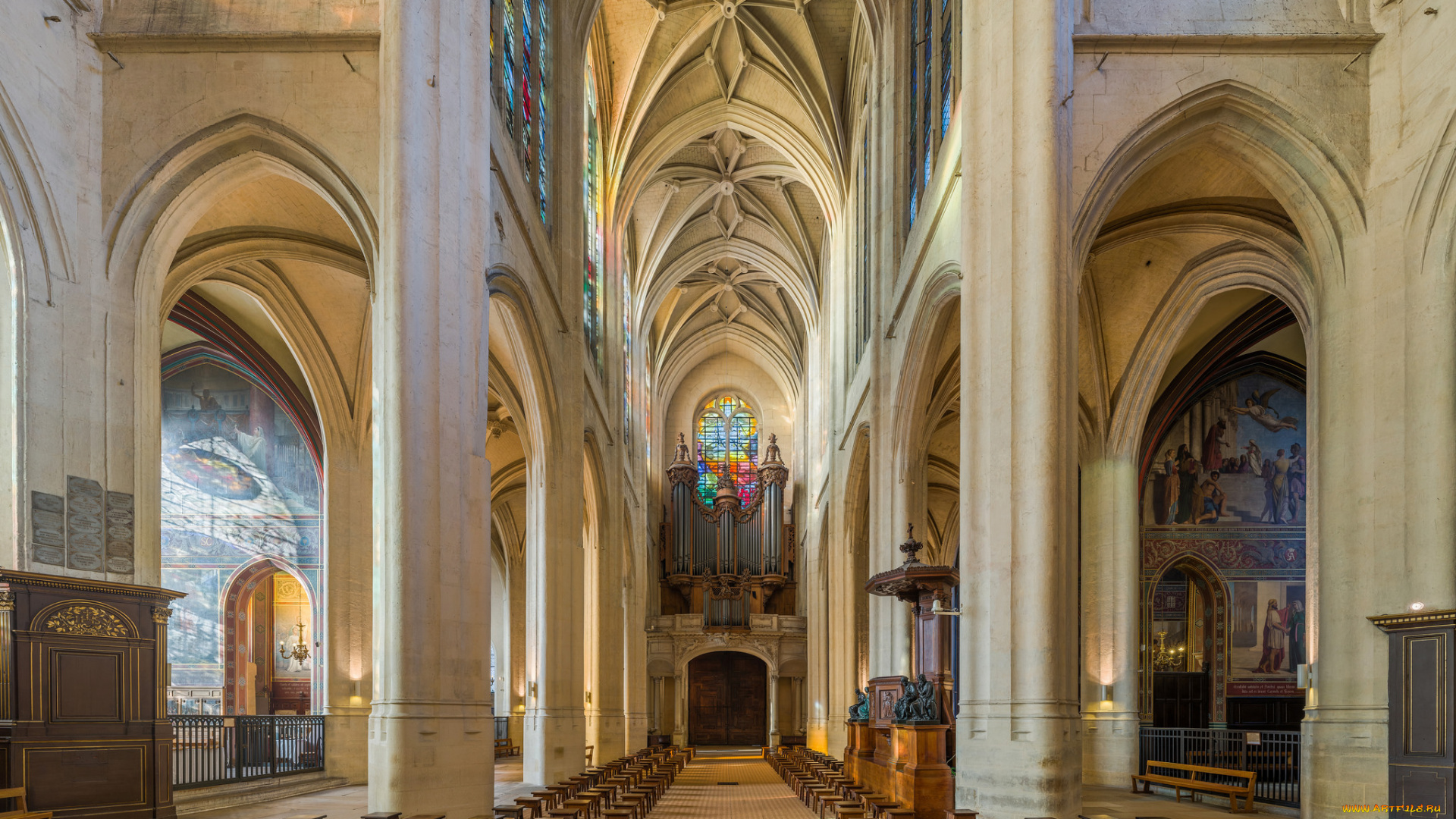 church, of, st-gervais-et-st-protais, , paris, , france, интерьер, убранство, , роспись, храма, храм, католицизм