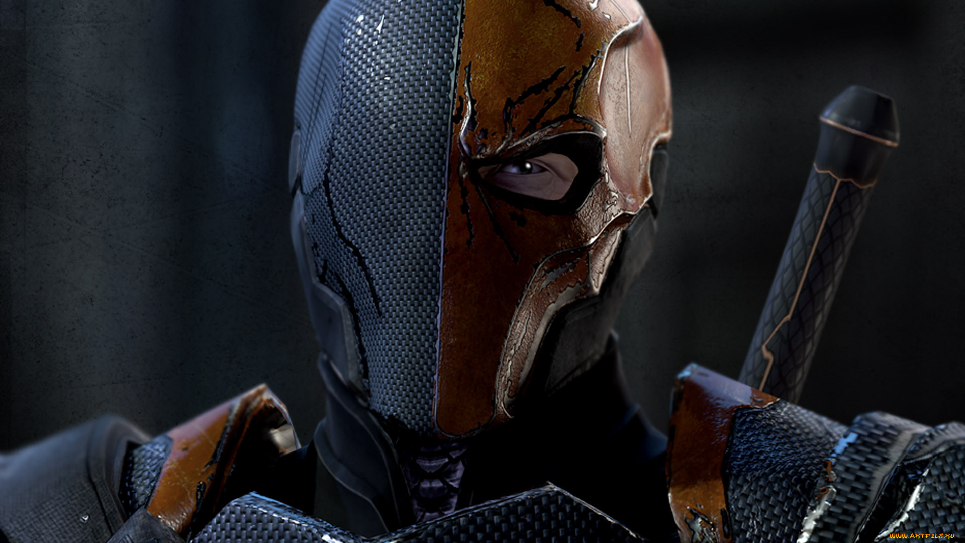 deathstroke, видео, игры, batman, , arkham, origins, меч, маска, глаз, фон