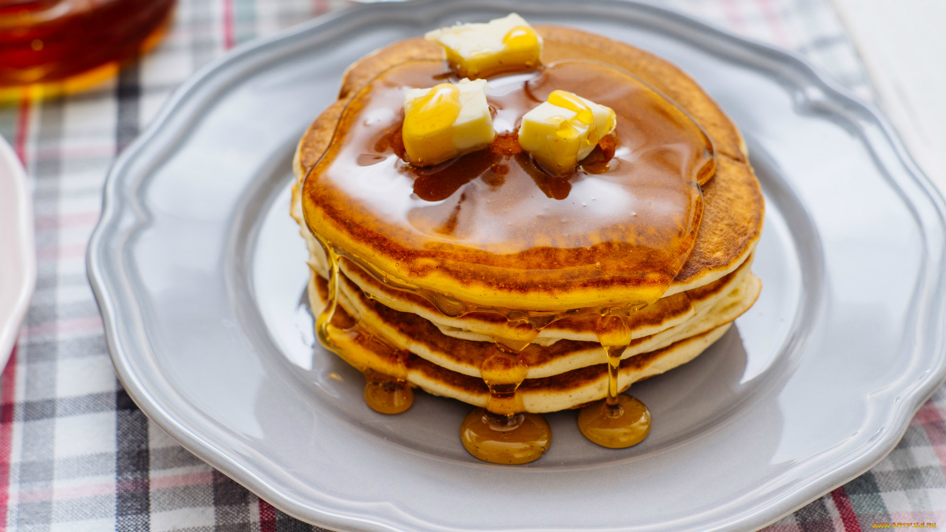 еда, блины, , оладьи, тесто, тарелка, мед, масло