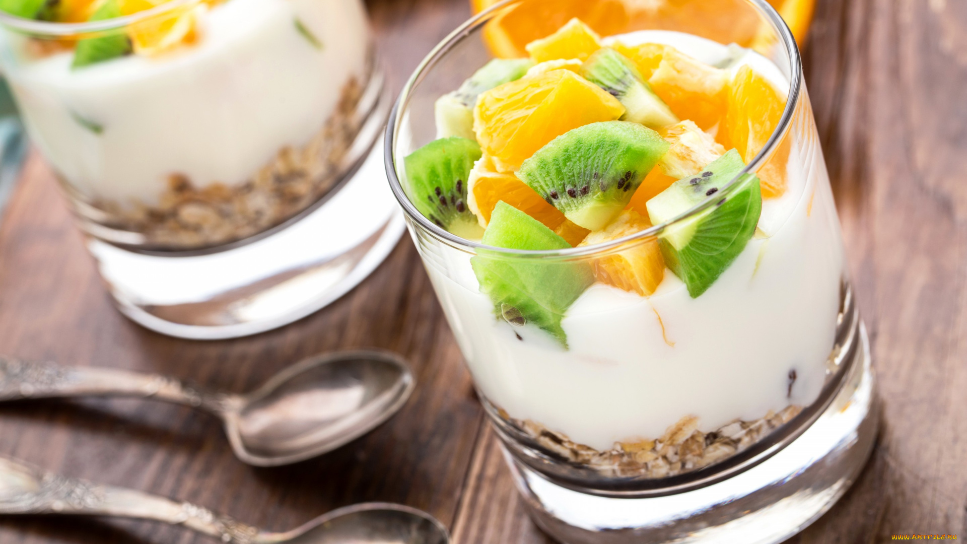 еда, мороженое, , десерты, киви, апельсин, йогурт, fruit, фрукты, десерт, orange, dessert, yogurt, мюсли