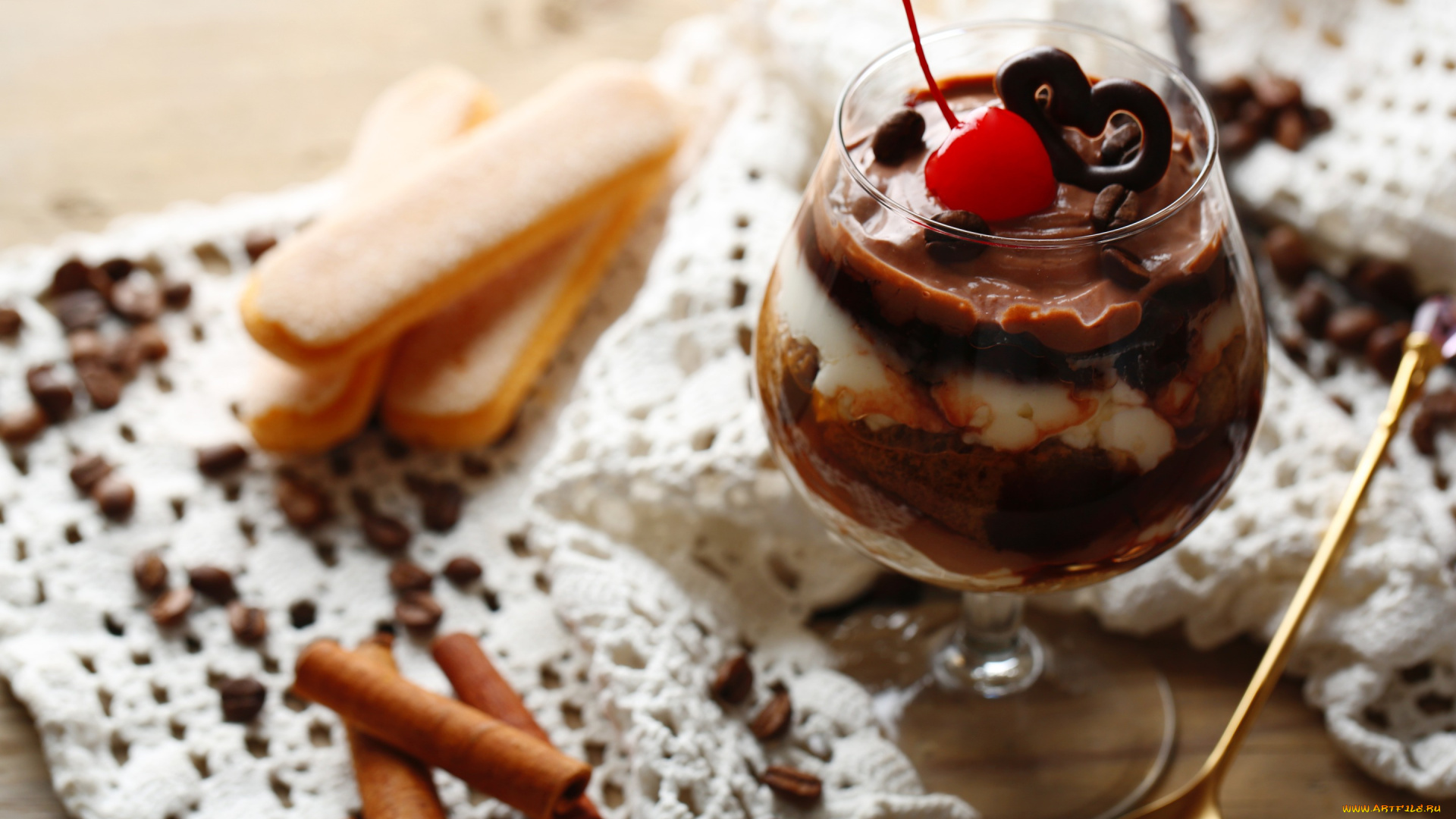 еда, мороженое, , десерты, сладкое, десерт, chocolate, корица, glass, тирамису, печенье, крем, delicious, вишенка, tiramisu, italian, dessert, sweet