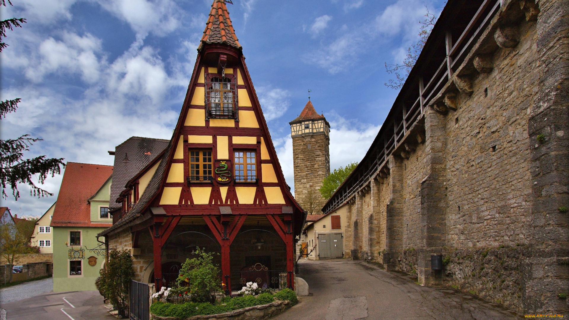 города, -, улицы, , площади, , набережные, германия, башня, улица, rothenburg, ob, der, tauber, стена, переулок, дом
