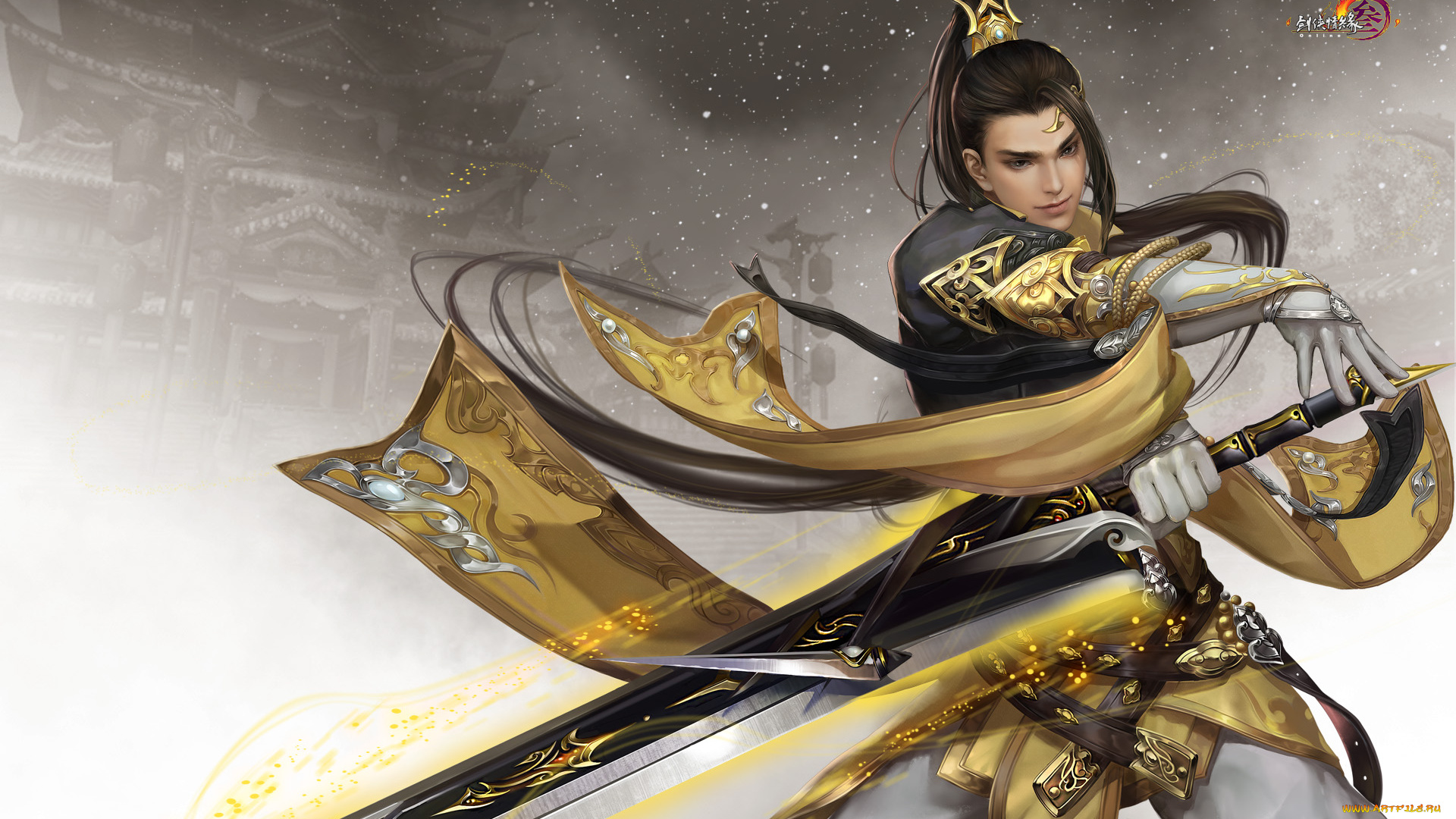 jx, online, 3, видео, игры, мужчина, оружие, фон, взгляд